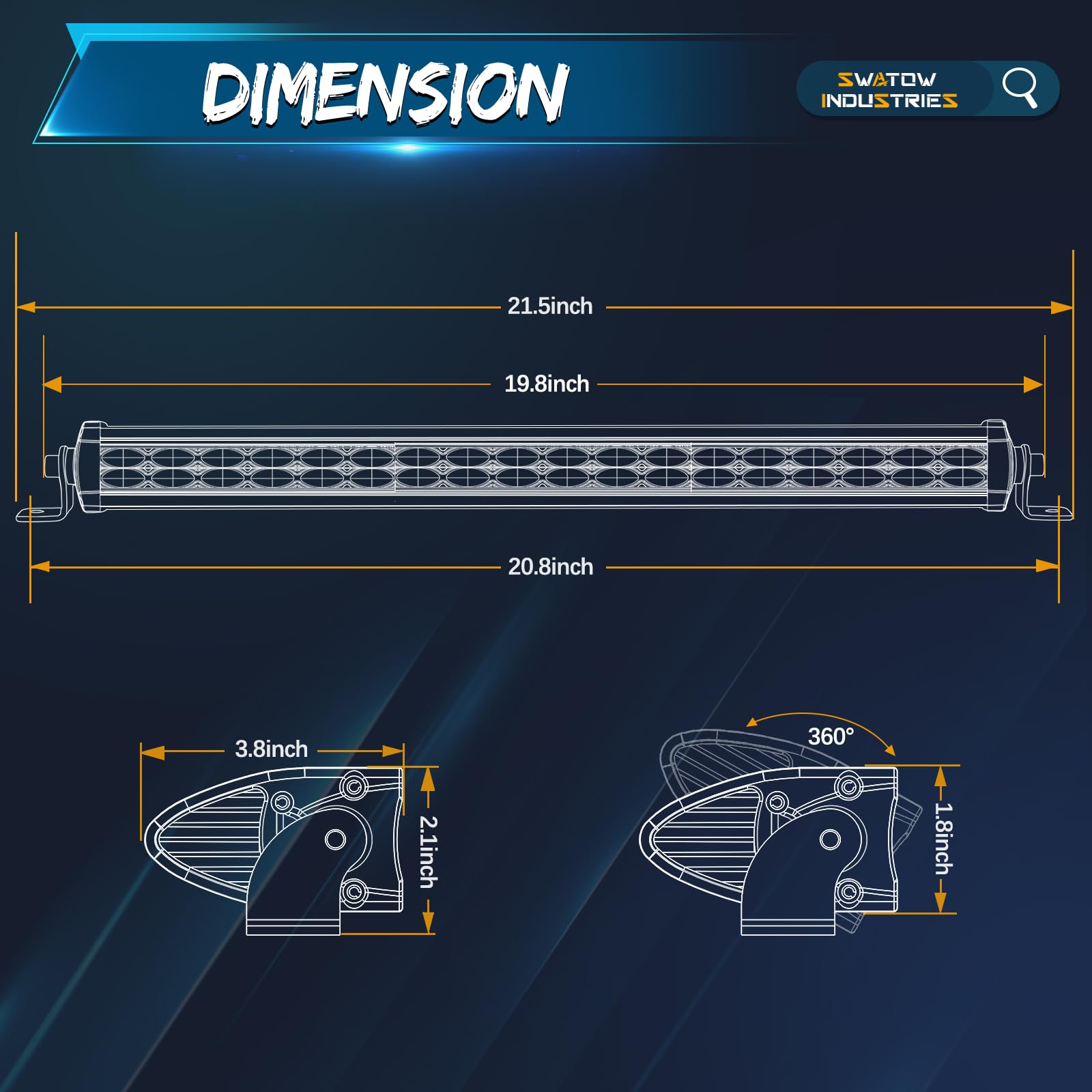 Swatow Industries 20 Inch Light Bar Slim 20'' Led Light Bar Spot Flood Offroad Driving Lights Waterproof Front Bumper Mounts For