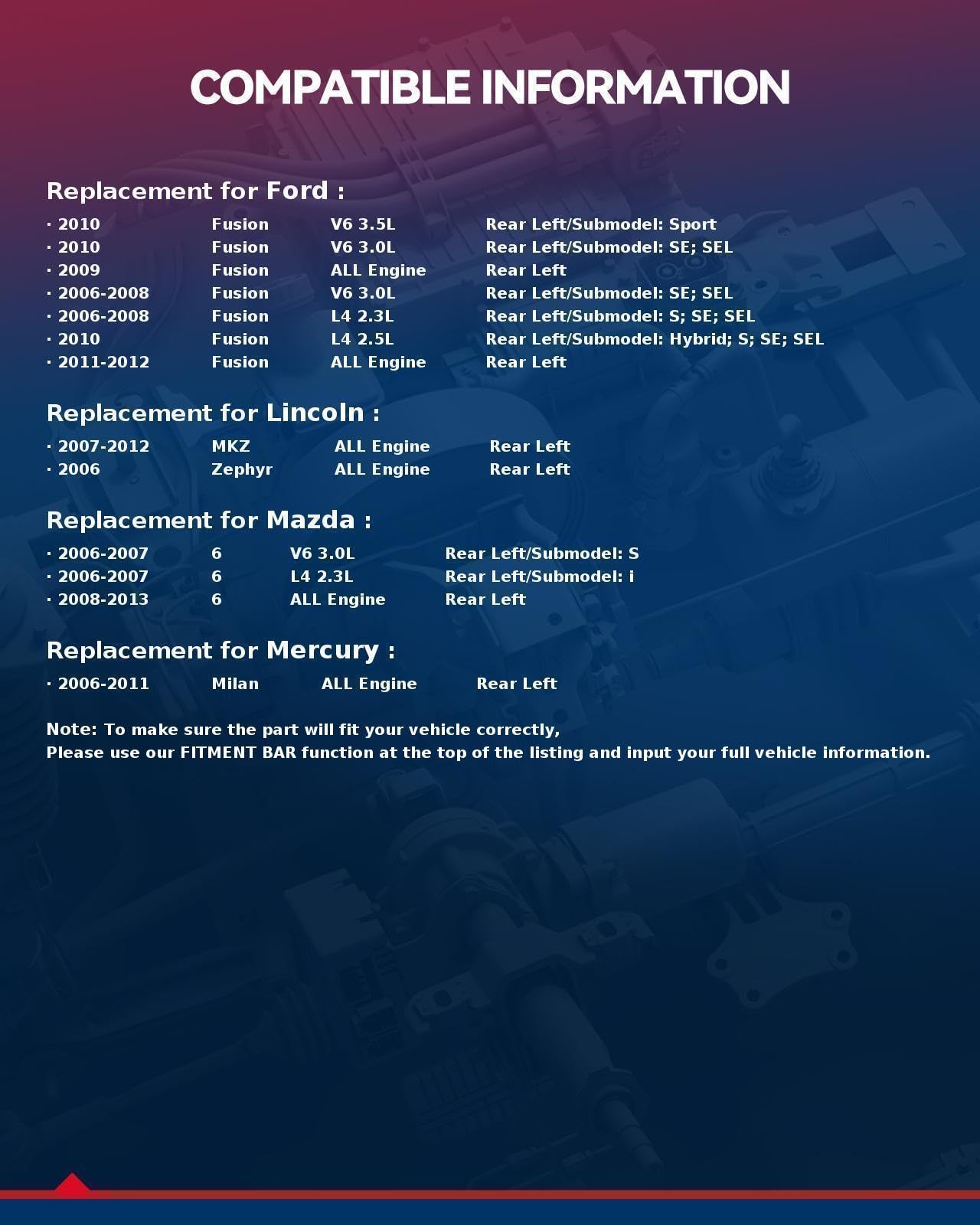 Kax Rear Left Brake Caliper 18B5002 Compatible For Fusion 2006-2012, 6 2006-2013, Mkz 2007-2012, Milan 2006-2011, Zephyr 2006, R