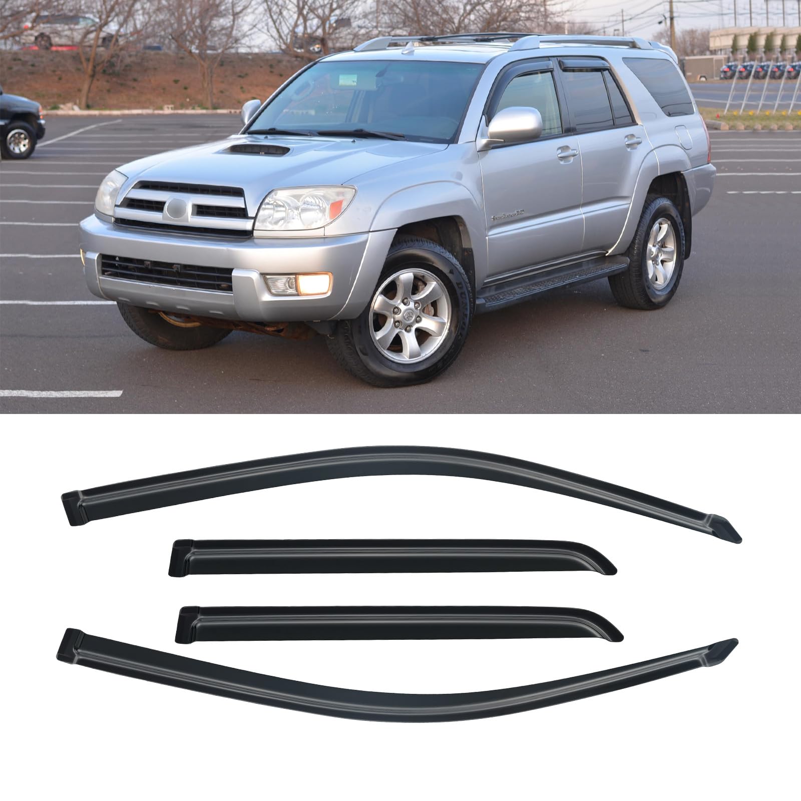 Cmvt Auto Window Visors For Toyota 4Runner 2003-2009, Rain Guards Shields Vent Shade Deflector Dark Smoke 2003 2004 2005 2006 20
