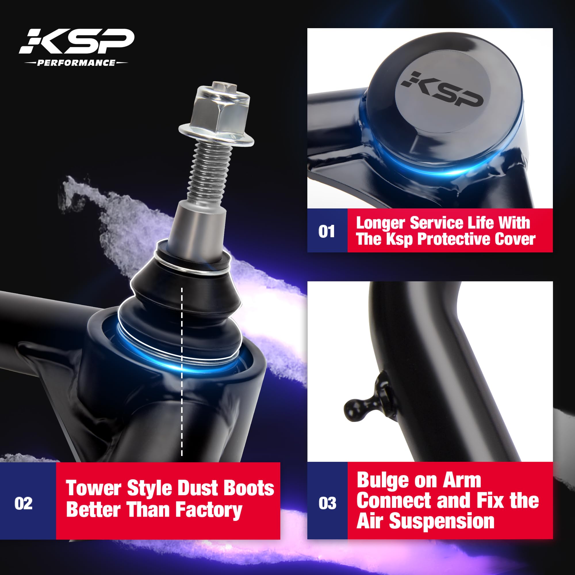 KSP OEM Adjustable Upper Control Arms for Ram 1500 (2009-2024) - 0-2" Lift, Black, Carbon Steel, Model 3C271016