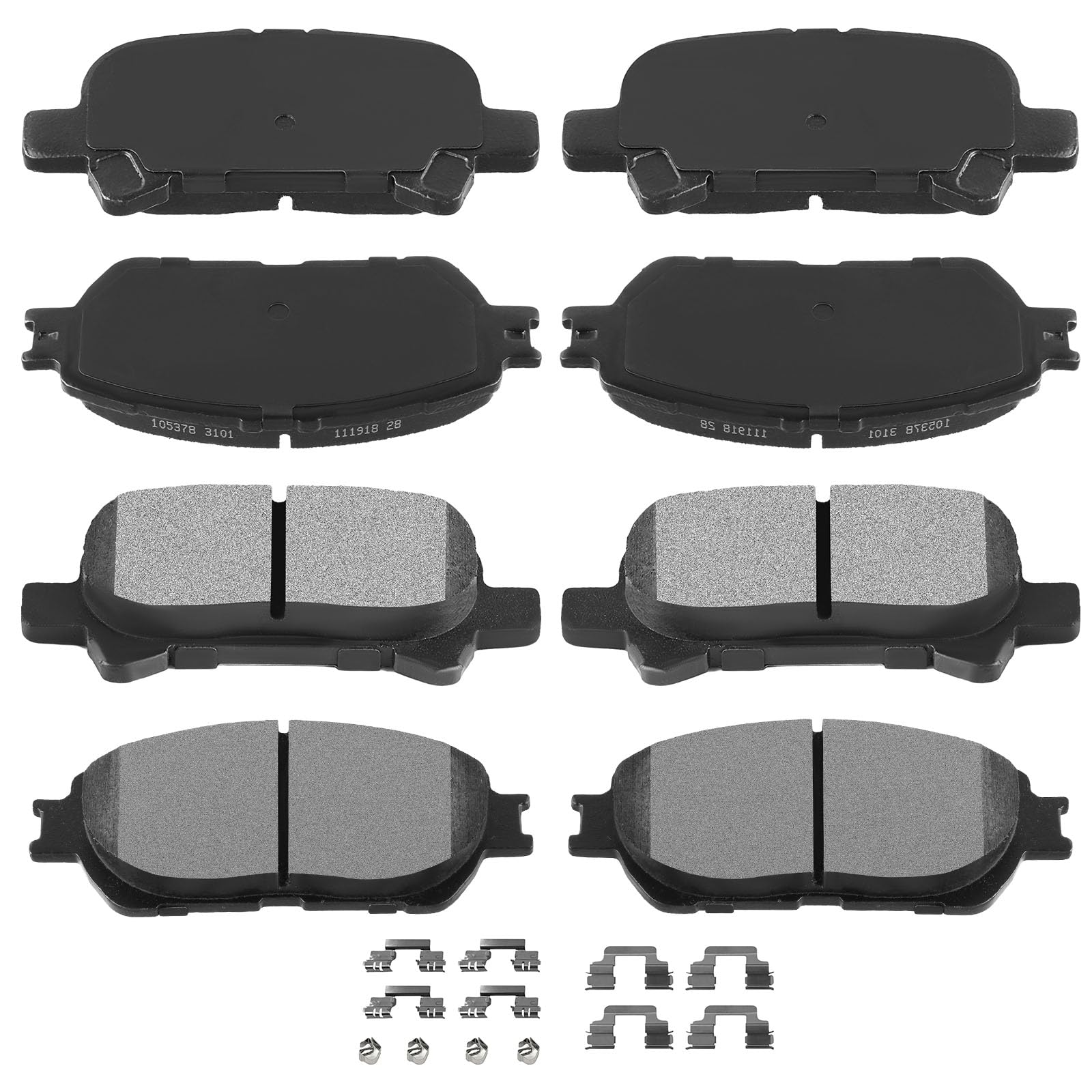 Automuto 8Pcs Front & Rear Semi-Metallic Disc Brake Pads Set D828 D906 For Toyota Avalon 2005-2007, For Camry 2005-2006, For Sol