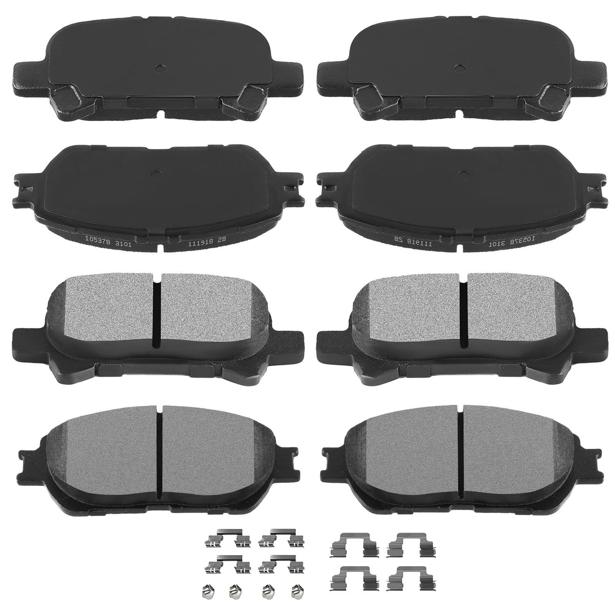 Automuto 8Pcs Front & Rear Semi-Metallic Disc Brake Pads Set D828 D906 For Toyota Avalon 2005-2007, For Camry 2005-2006, For Sol