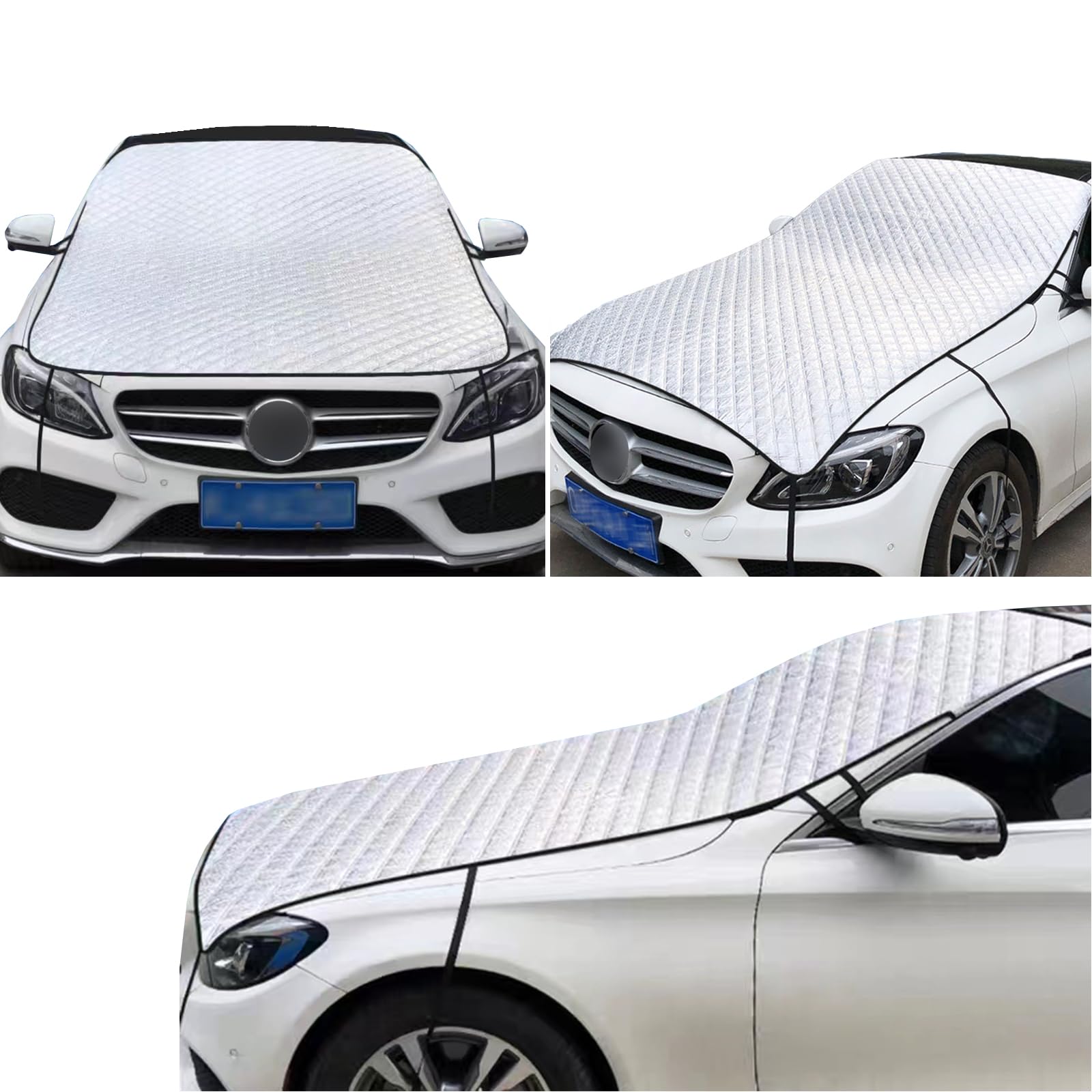ZBGUN 1 PC Car Half Car Cover Sunshade, Windshield Hood All-Season Protection Waterproof Dustproof Frostproof Portable Car Cloth