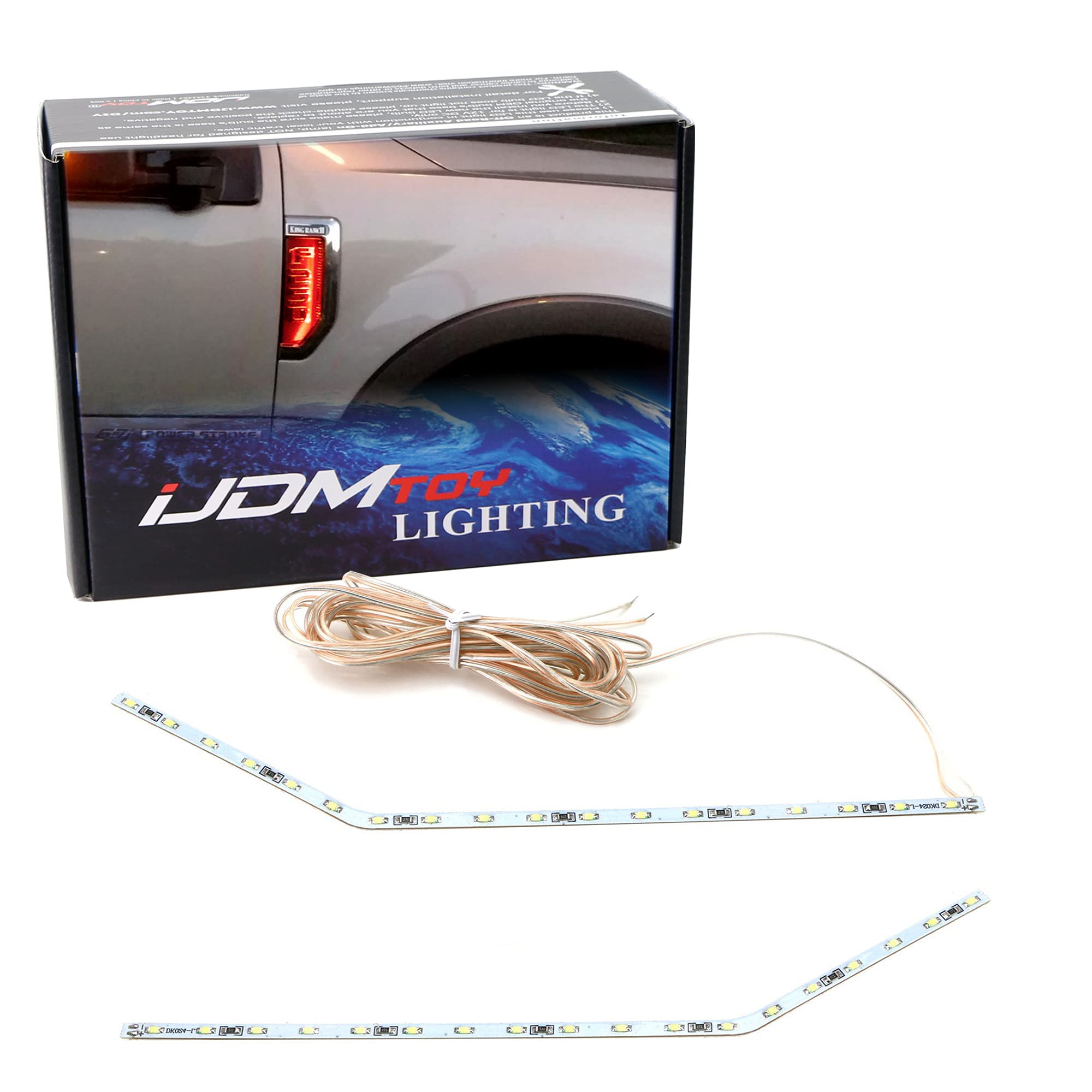 Ijdmtoy Sports Red Led Background Illumination Kit Compatible With 2017-2021 Ford F250 F350 F450 Super Duty Side Fender Chrome E