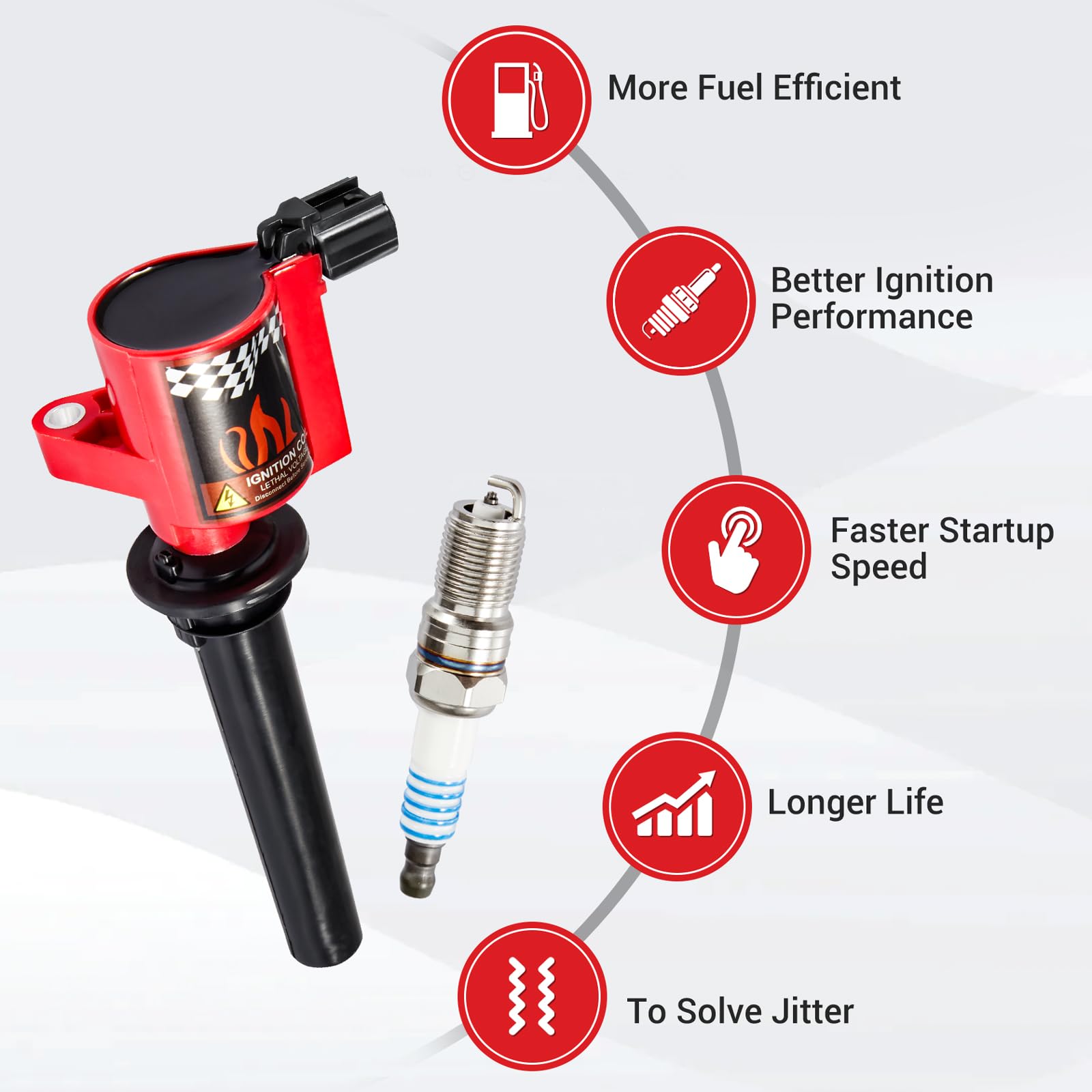 Carbole 6 Ignition Coil Packs Dg500 Fd502 And Spark Plugs Sp493, Replacement For Ford Escape Freestyles Taurus, Mercury Mariner