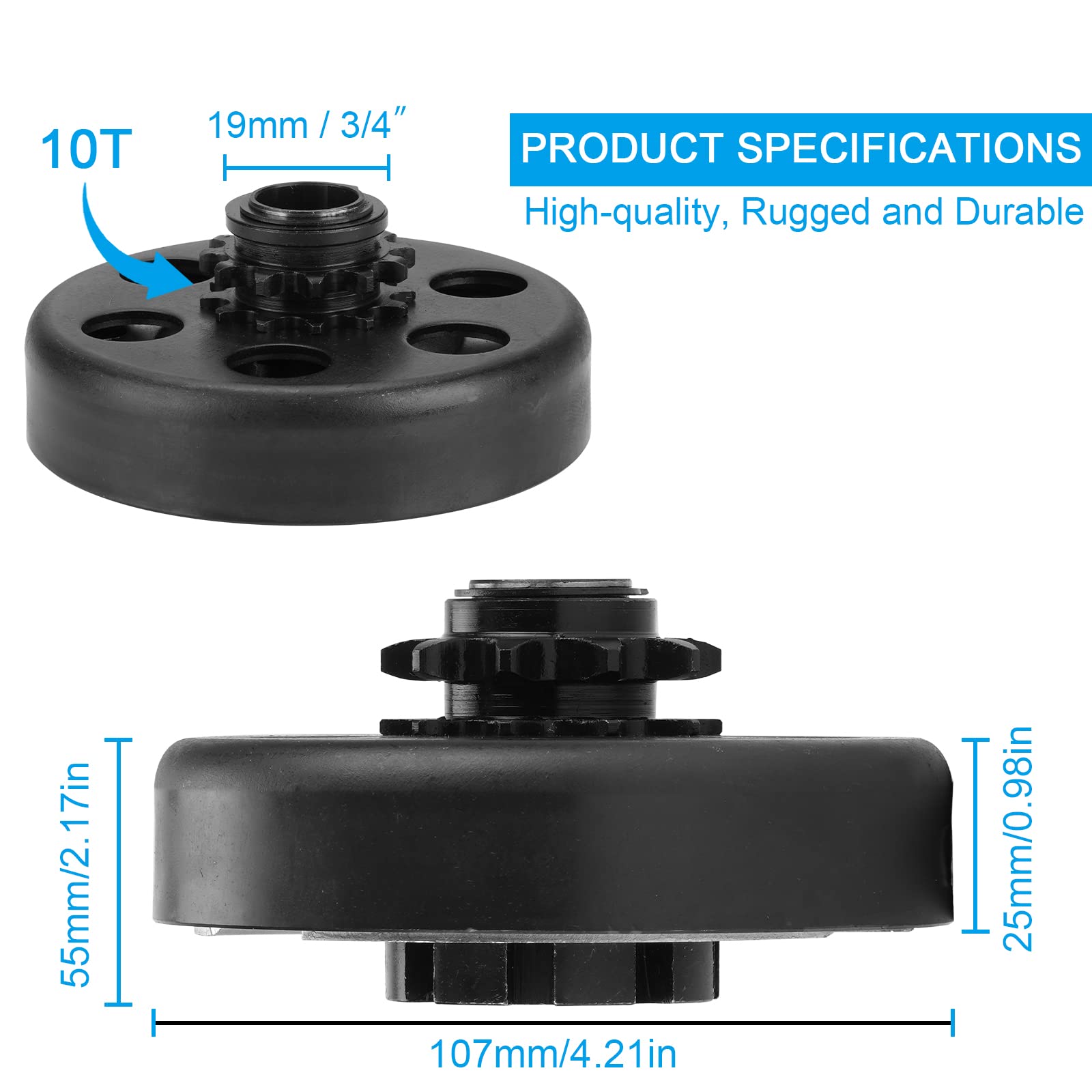 Youxmoto Centrifugal Go Kart Clutch 3/4 Bore 10 Tooth With #40 41 420 Chain, Works 2-6.5Hp, For Bs/For Tecumseh/For Honda Cloned