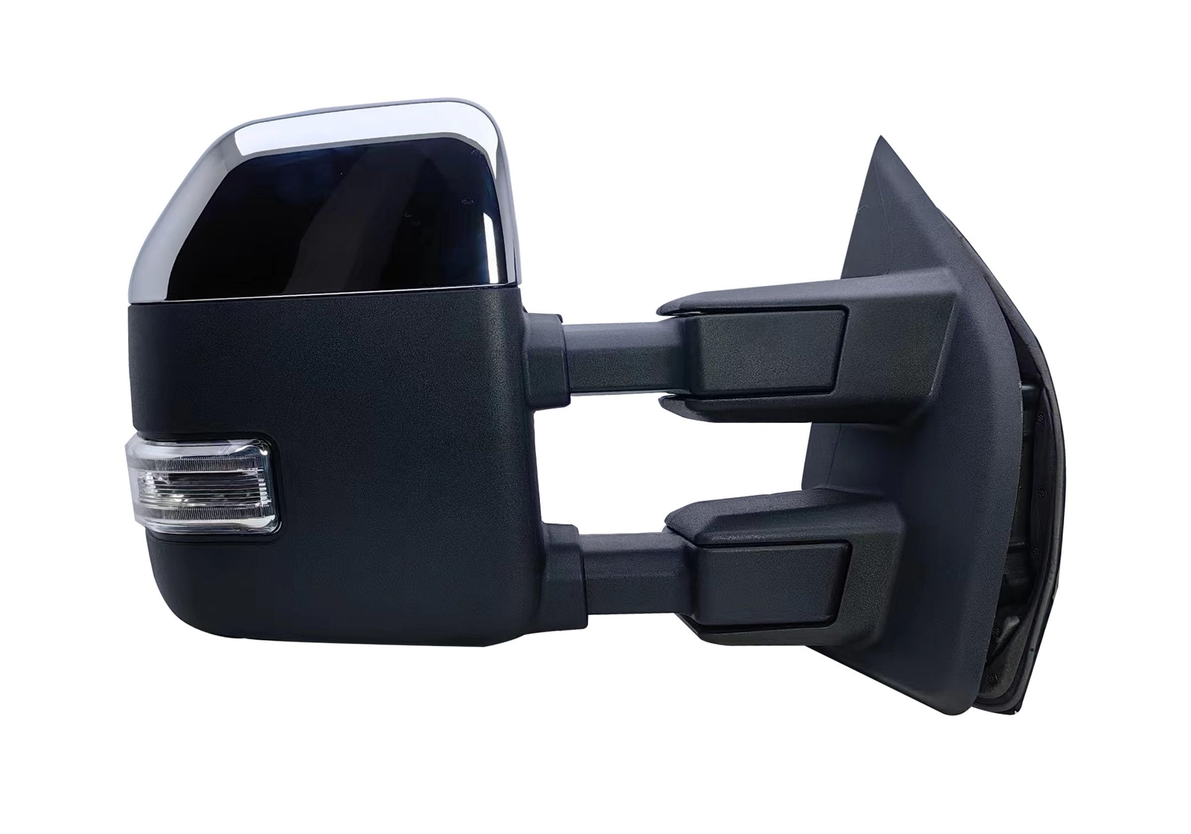 Passenger Right Side Door Towing Mirror Power and Heated with Signal Light and BLIS Textured and Chrome Back Cover For Ford F-15