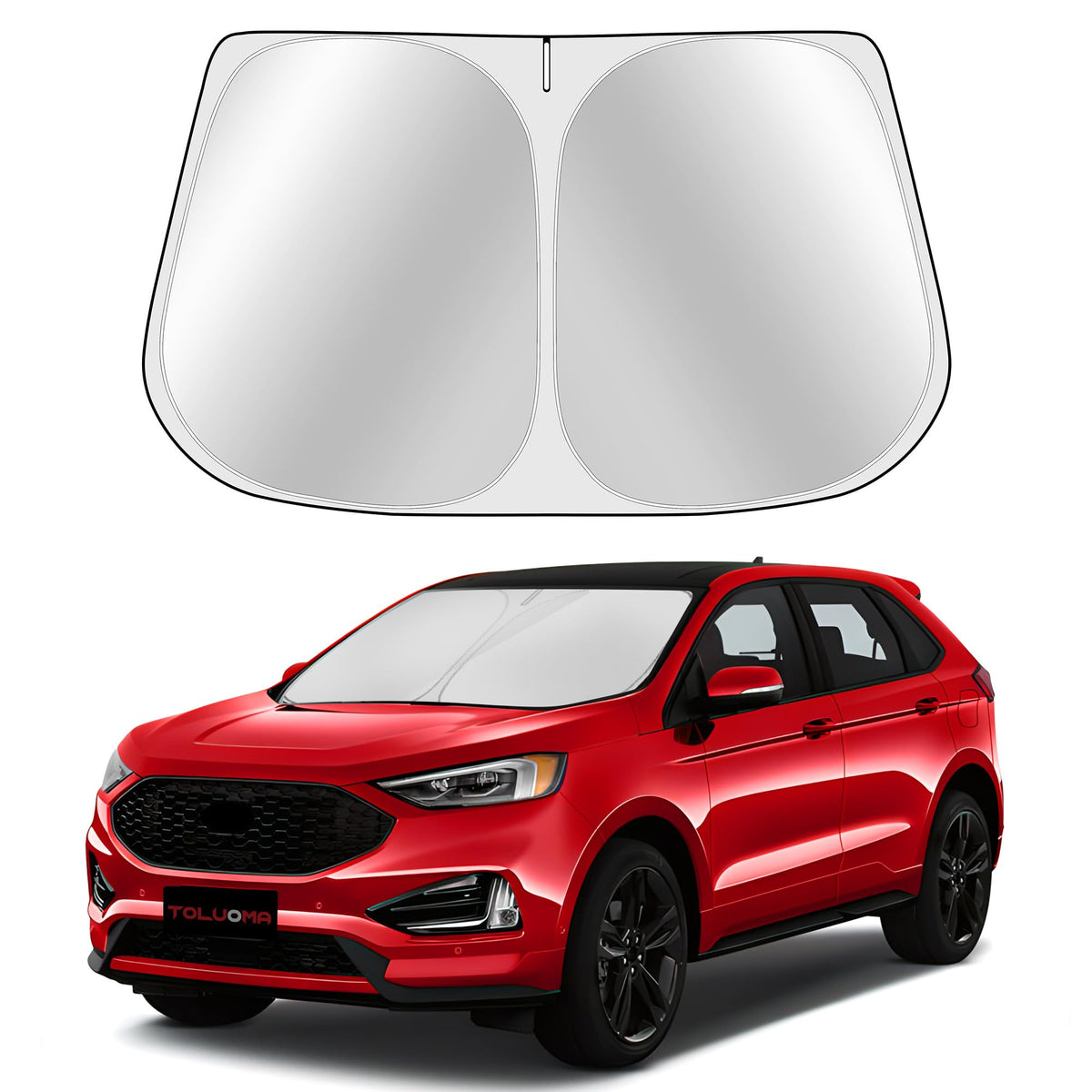 Toluoma Custom Fit Windshield Sun Shade For Ford Edge 2015-2024 - Full Coverage, 210T Reflective Fabric, Double-Layer Design - B