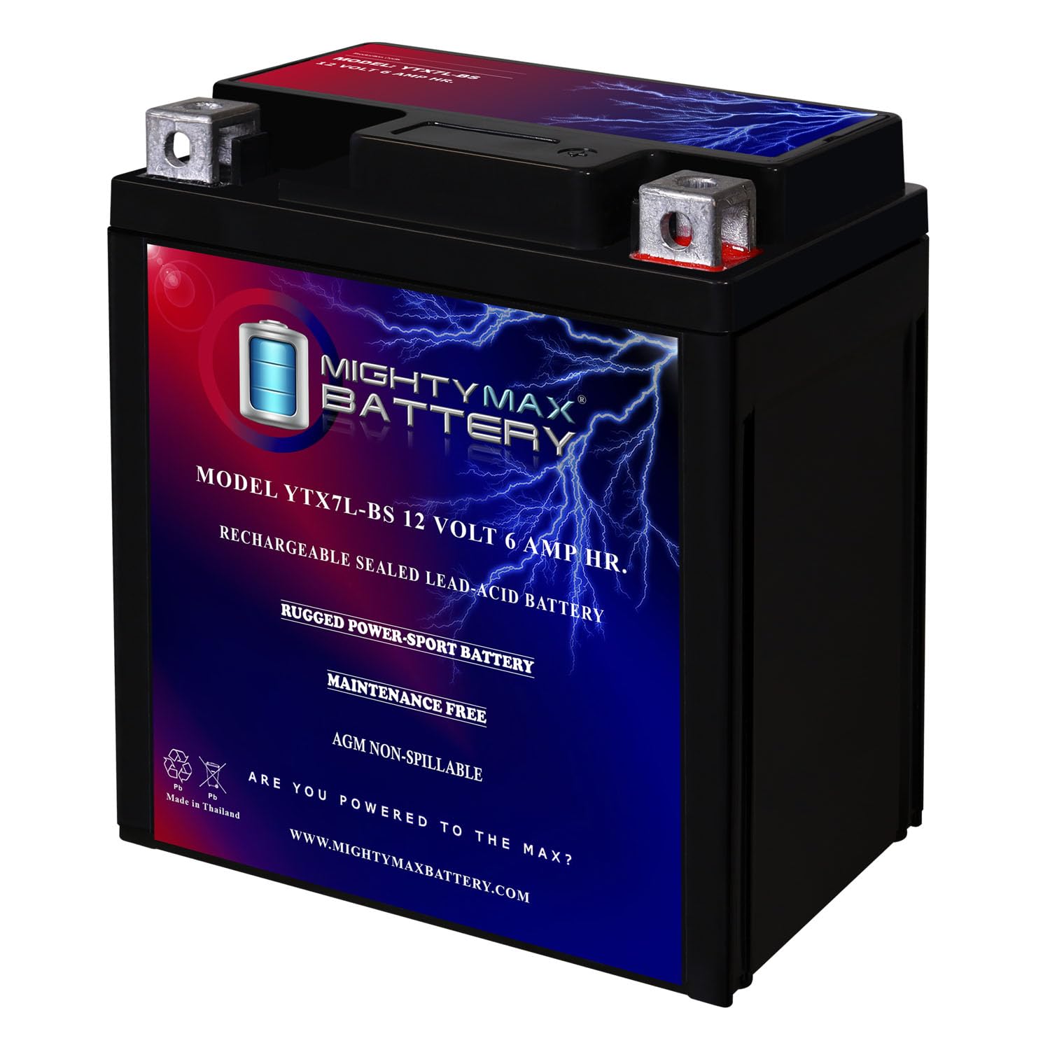 Mighty Max Battery Ytx7L-Bs 12V 6Ah Battery For Honda 250 Cmx250C Rebel 1996-2014