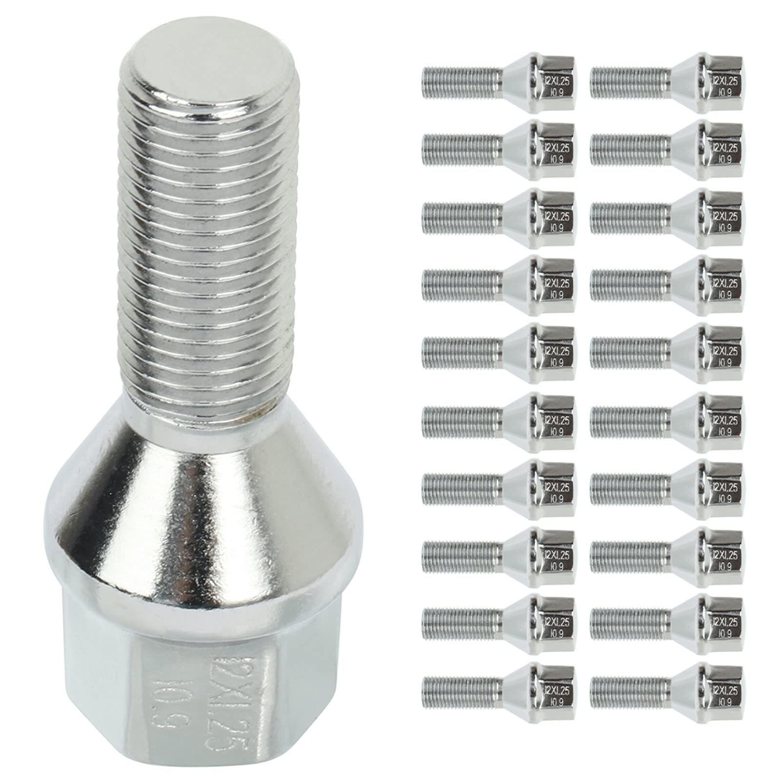 ROADFAR 20Set Wheel Lug Bolts Screw M12x1.25 Silver Shank Length 28mm fit for 2014-2019 for Jeep for Cherokee
