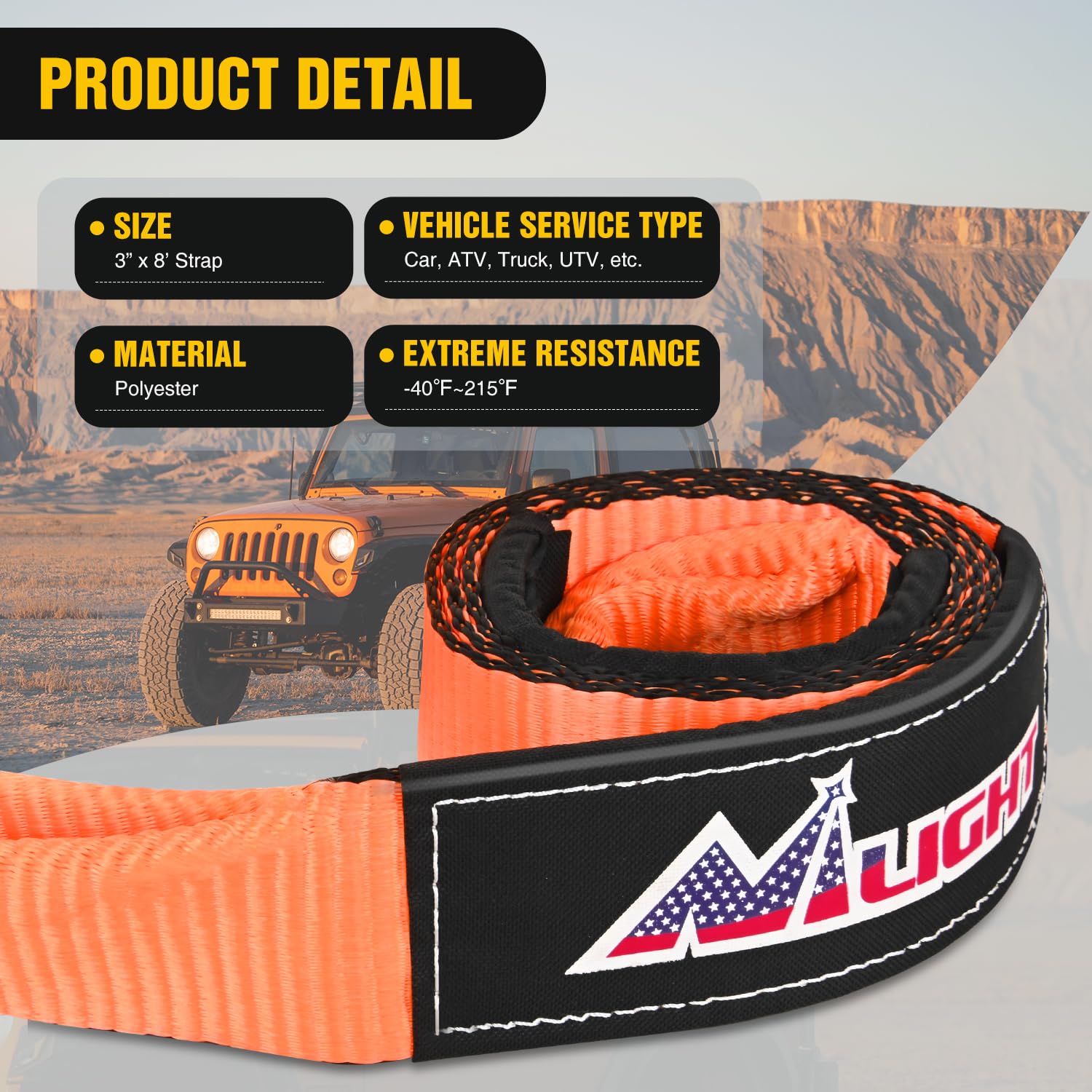 Nilight Offroad Recovery Kit 3'' X 8' Tow Strap With Winch Snatch Block Pulley And 2Pcs 3/4'' Anti-Theft D-Ring Shackles Storage