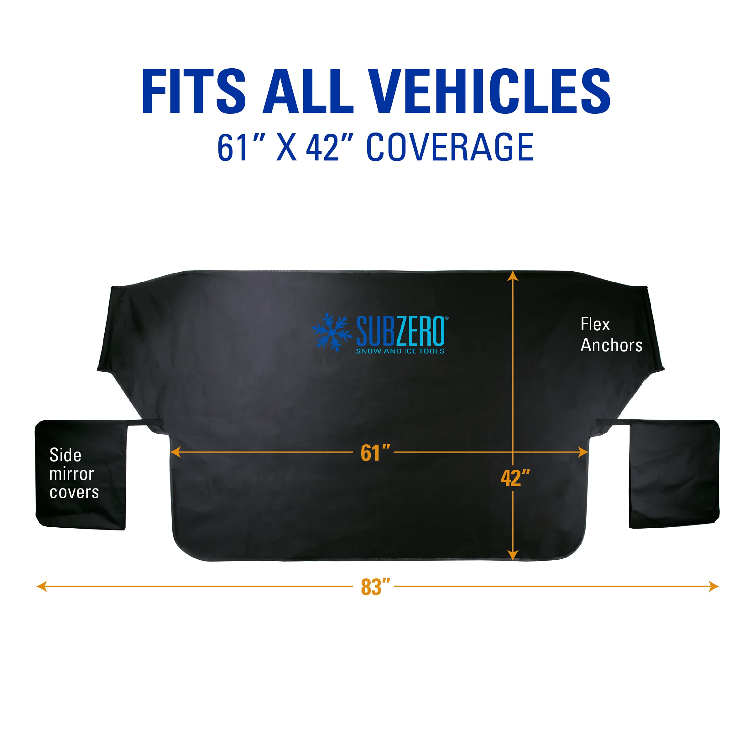 Subzero 17540Pb Arctic Defense Car Windshield Cover For Ice And Snow, Car Snow Cover With Side Mirror Covers, (61'' W X 42'' H)