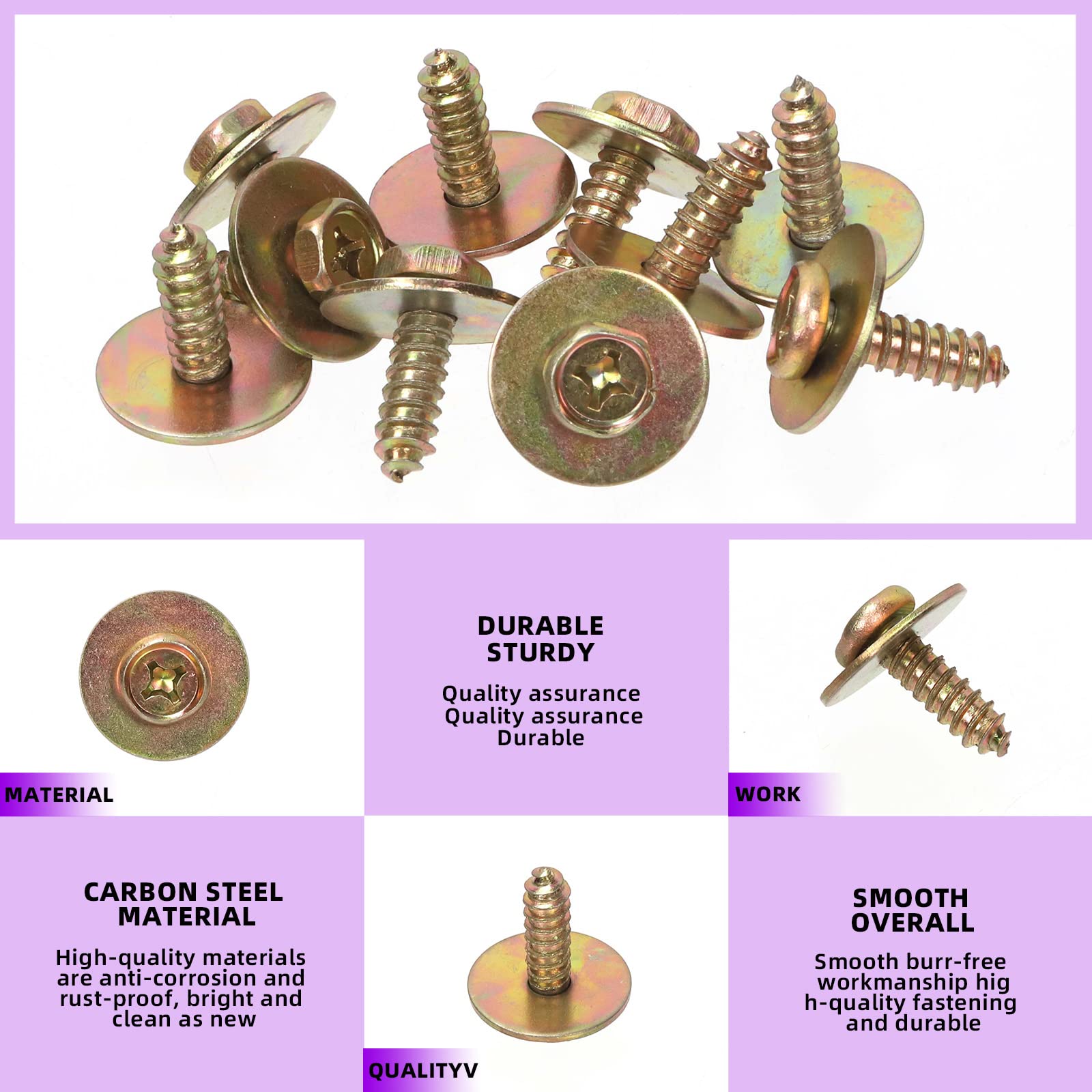 Swpeet 160Pcs 14 Sizes Metal Car Screw Body Bumper Hood Retainer Clips with Phillips Round Head Self Tapping Screw Assortment Ki