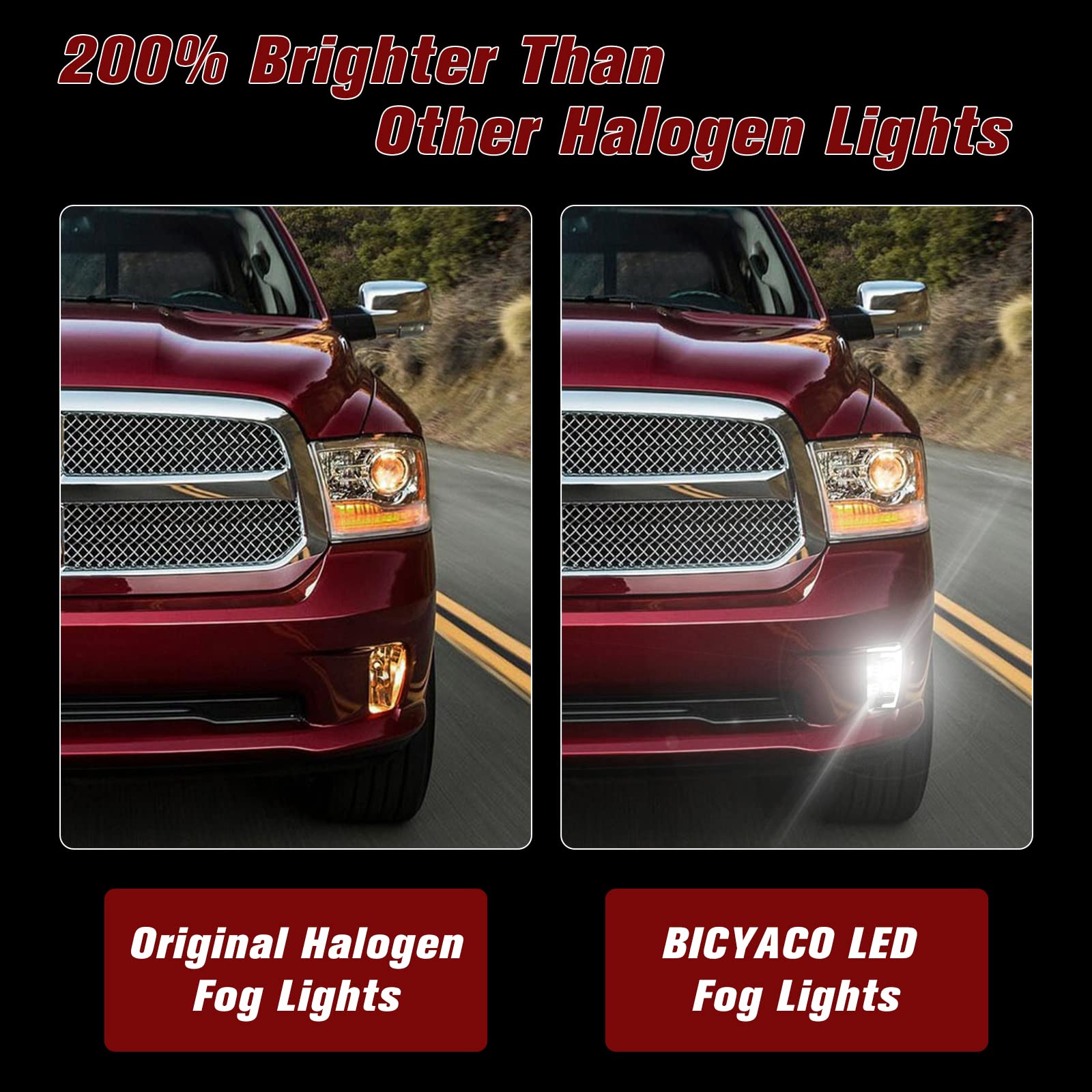 Bicyaco Upgraded Led Fog Light With Daytime Running Lights For Dodge Ram 1500 2013 2014 2015 2016 2017 2018 Pickup 2019 Dodge Ra