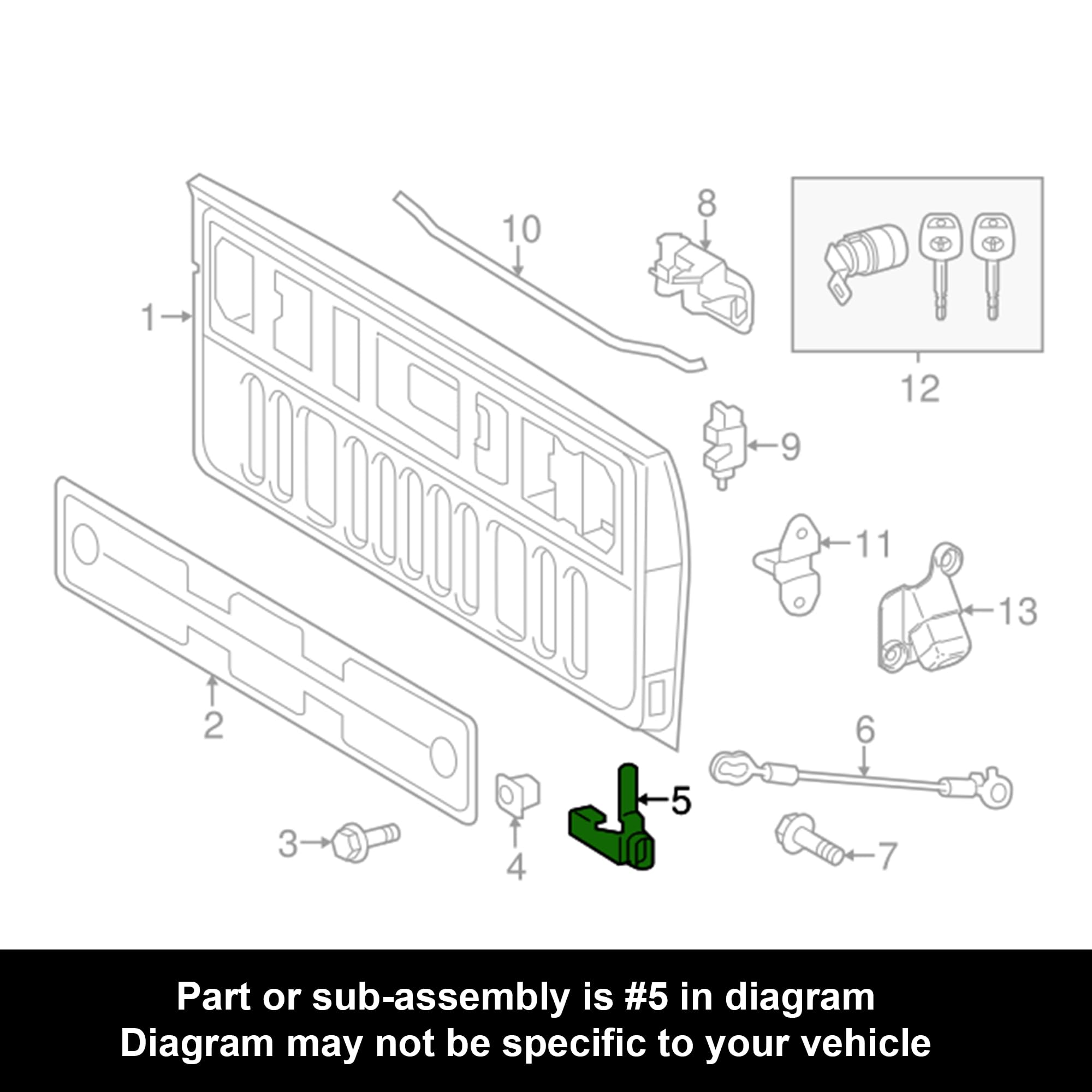Camotokiit Tailgate Right Inner Hinge Pivot Plastic Bushing Insert for Toyota Tundra 2007-2024 66110-0C020 Passenger Side Tail G
