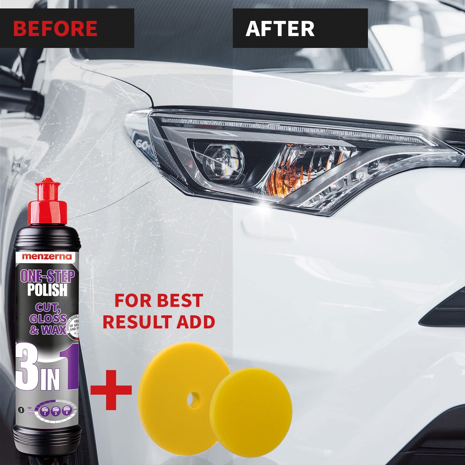 menzerna One-Step Polish 3in1 I Medium Cut Polish with High Gloss Finish & Seal in One I Buffing & Polishing Compound for Car Ma