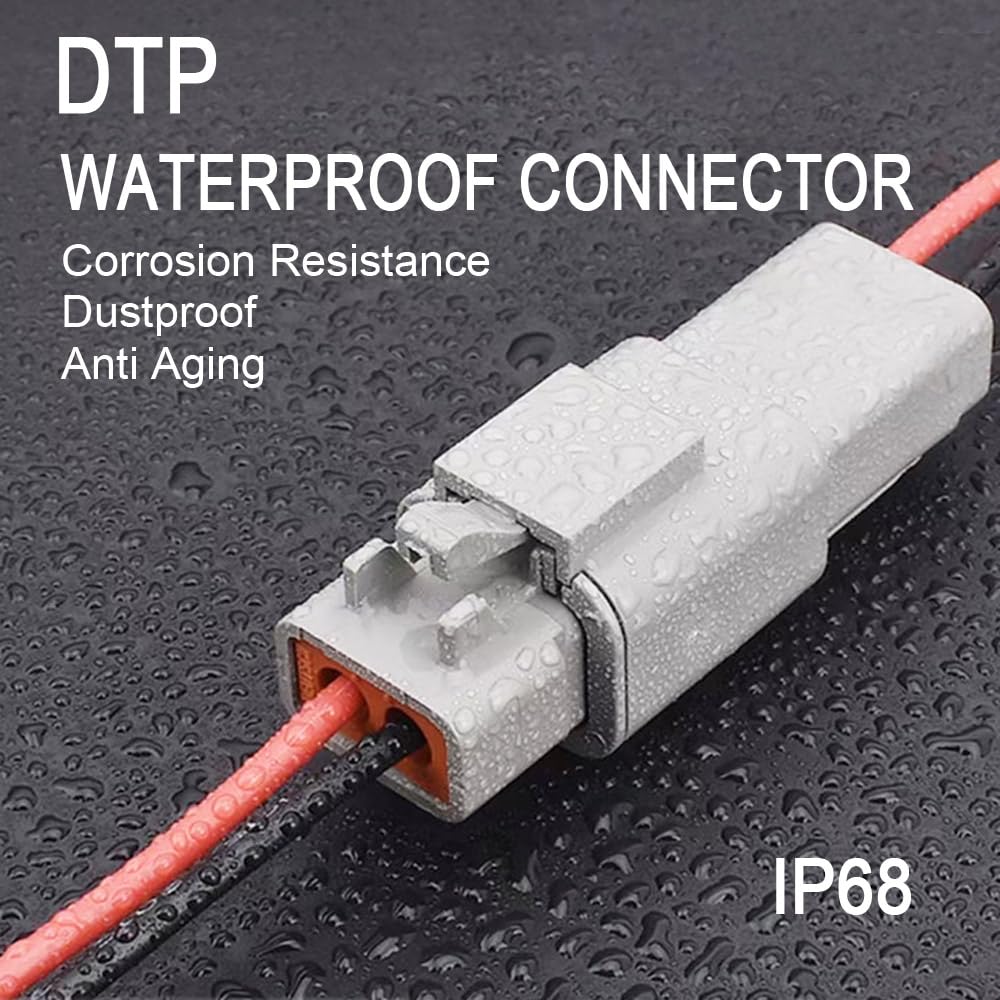 Dtp 2 Pin Connector With 12 Awg Cable Wire,2 Way Dt Automotive Waterproof Electrical Connector Male Female Plug Wiring Harness,F