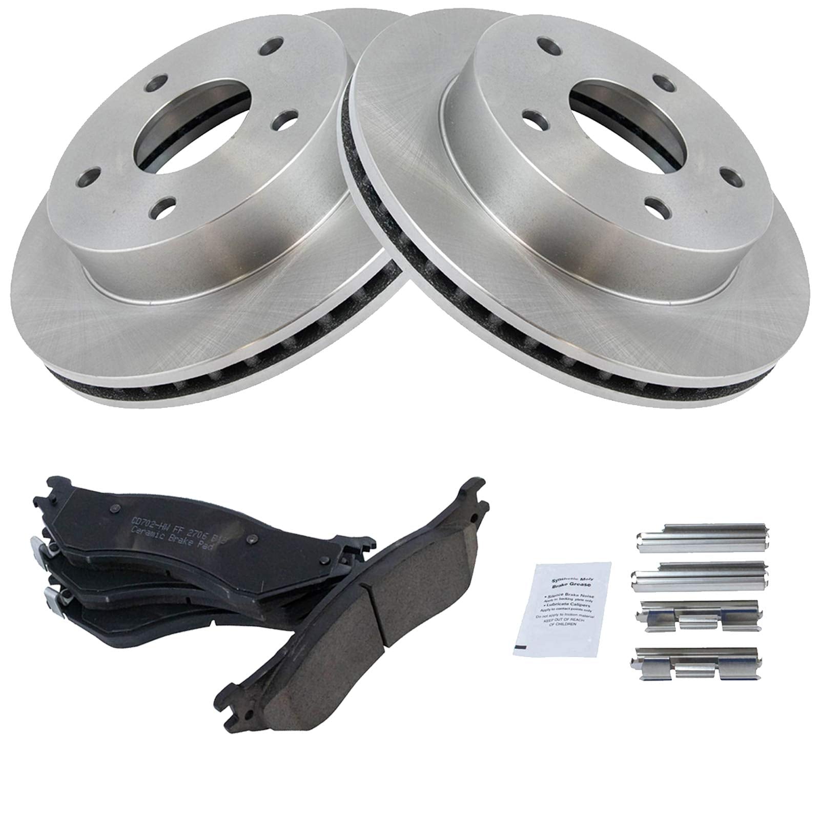 Trq Front Brake Pad & Rotor Kit Brake Pads Brake Rotor Ceramic Compatible With 2000-2001 Dodge Ram 1500