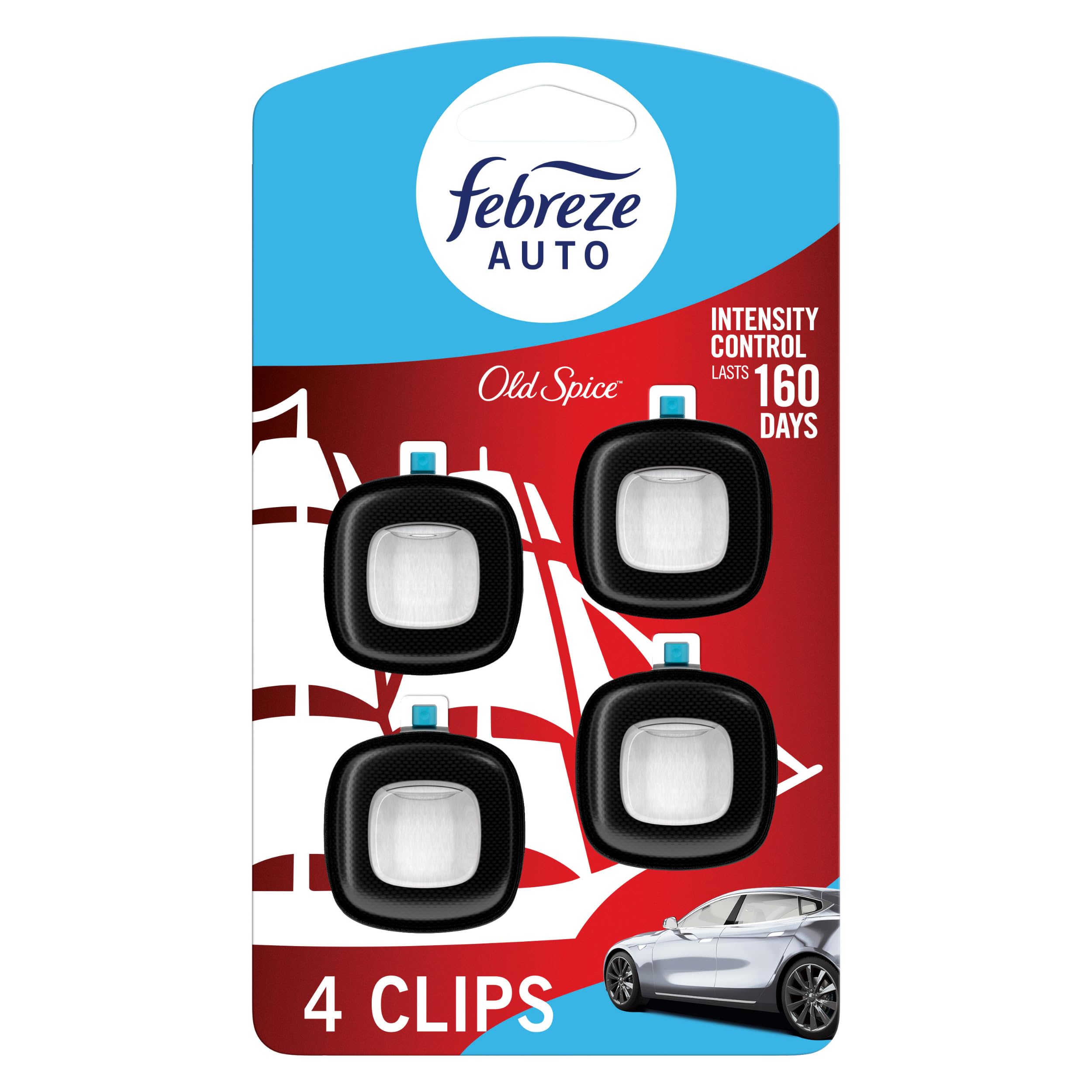 Febreze Car Air Freshener Vent Clip Old Spice Scent, .07 Oz. Car Vent Clip, Pack Of 4