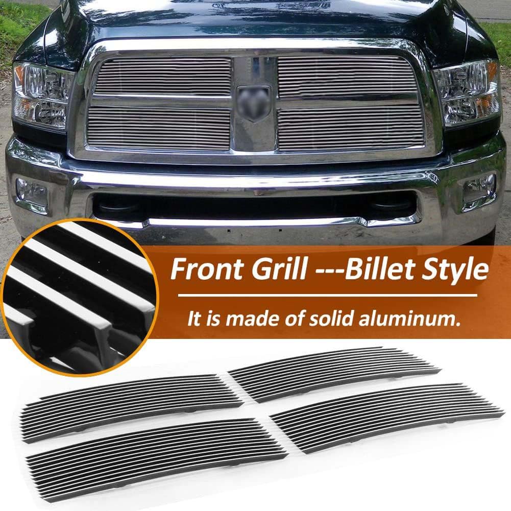 Fits Dodge Ram 2500/3500 2010 2011 2012 Chrome Front Billet Grille Combo Polished Grill Insert