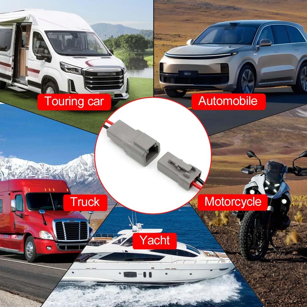 Dtp 2 Pin Connector With 12 Awg Cable Wire,2 Way Dt Automotive Waterproof Electrical Connector Male Female Plug Wiring Harness,F