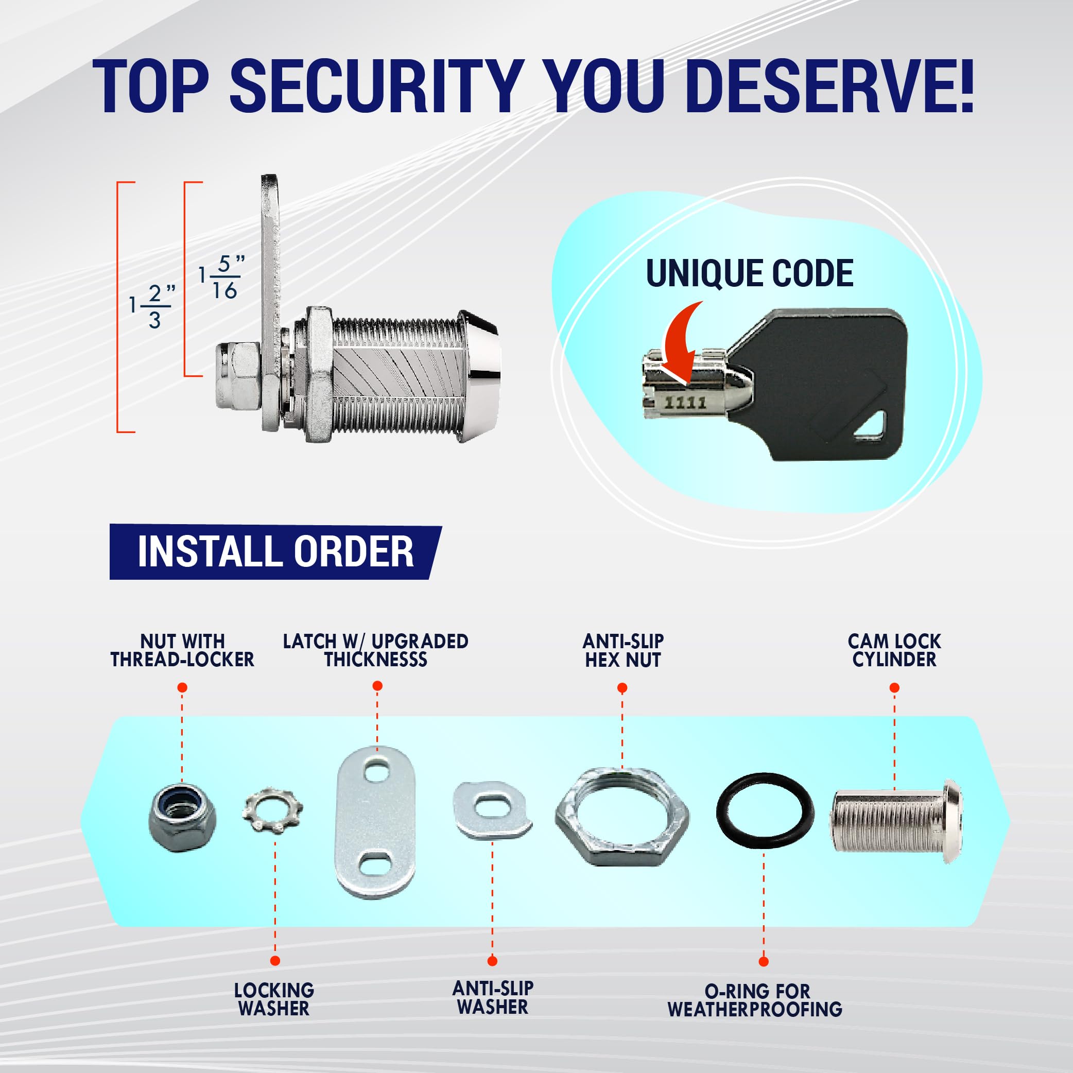 Latch.It 1-1/8    Rv Storage Locks 10-Pack | Rv Storage Door Latch, Utility Cam Lock With 20 Keys | 100% Metal Rv Compartment Lo