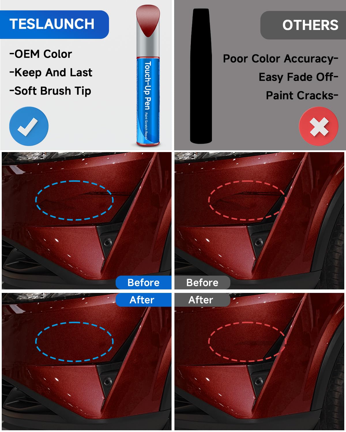 NAH Cayenne Red Pearl Touch Up Paint Compatible with Nissan Exact Match Touch Up Paint Car Scratch Repair