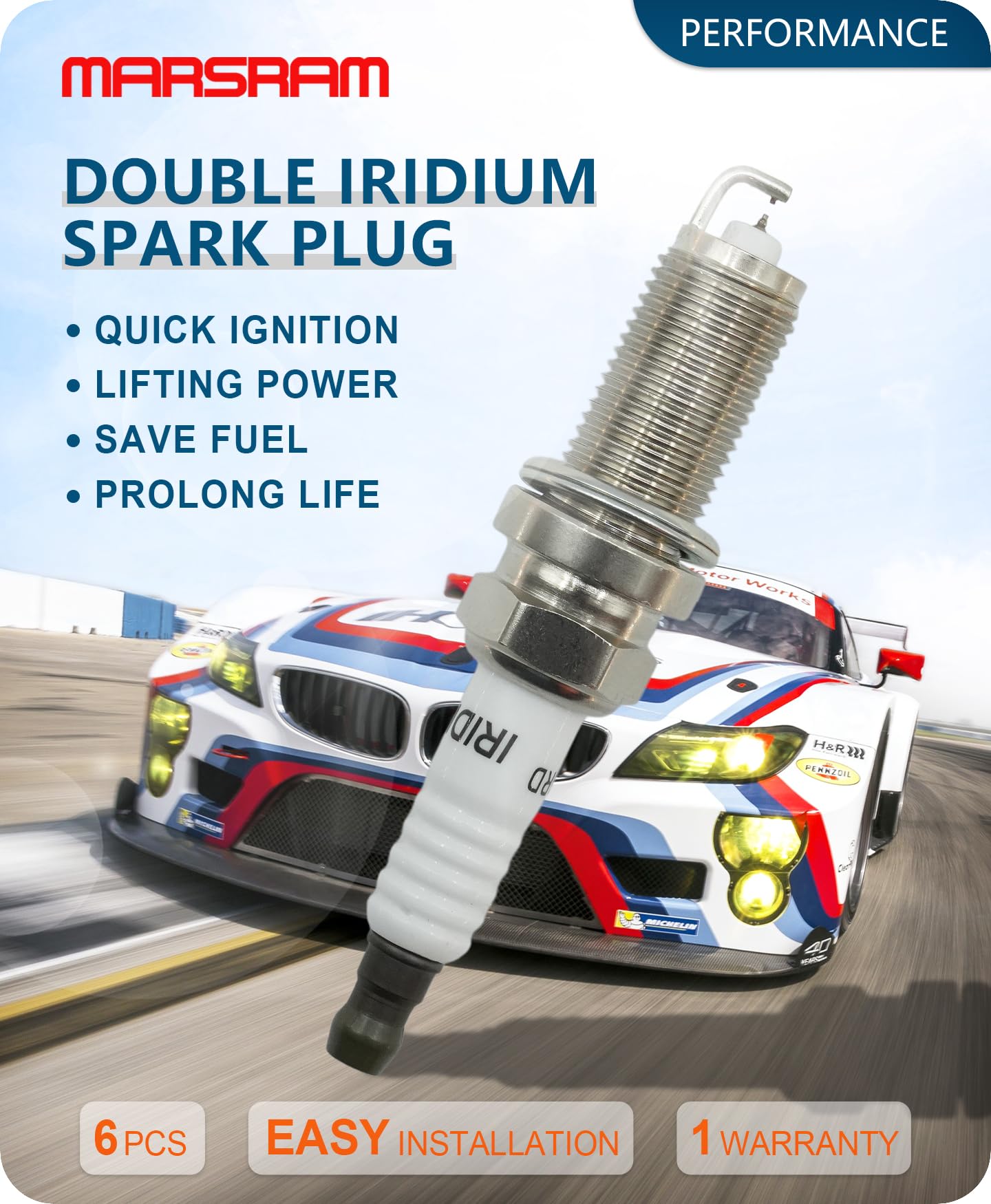 Marsram Uf487 Ignition Coil Pack & Double Iridium Spark Plug Fit For Toyota Lexus 2005-2018 Camry Highlander Avalon Rav4 Sienna