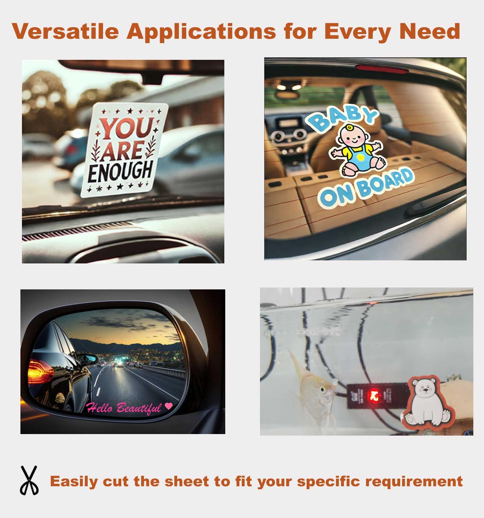 JINCH Windshield Sticker Applicator Holder Static Cling, 10 Pack 4 x 6 Inches Heat-Resistant Clear PET Electrostatic Film for Ve