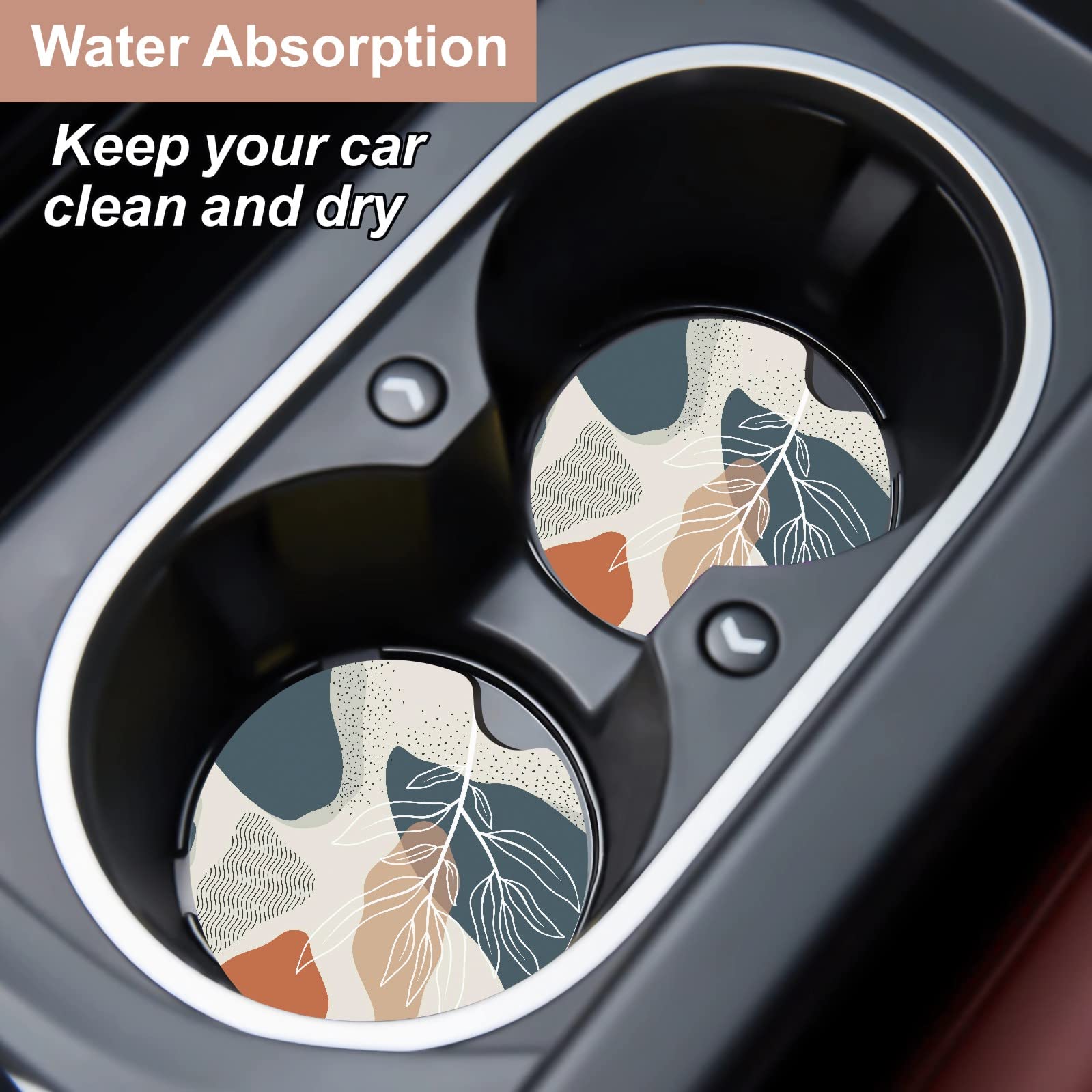 Oppsviust Car Cup Holder Coaster, Car Coasters for Cup Holders, 2PCS Universal Anti Slip Car Assecories, 2.75in Cute Car Coaster