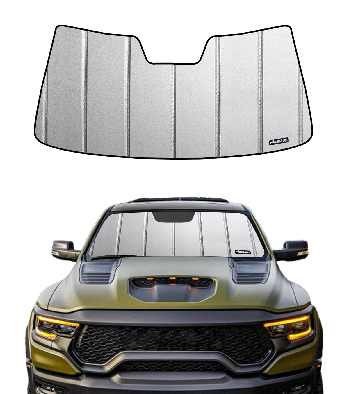 Pigenius Windshield Sunshade For Dodge Ram 1500 2009-2018, Ram 1500 Classic 2019-2024 Window Sun Shade - Safeguard