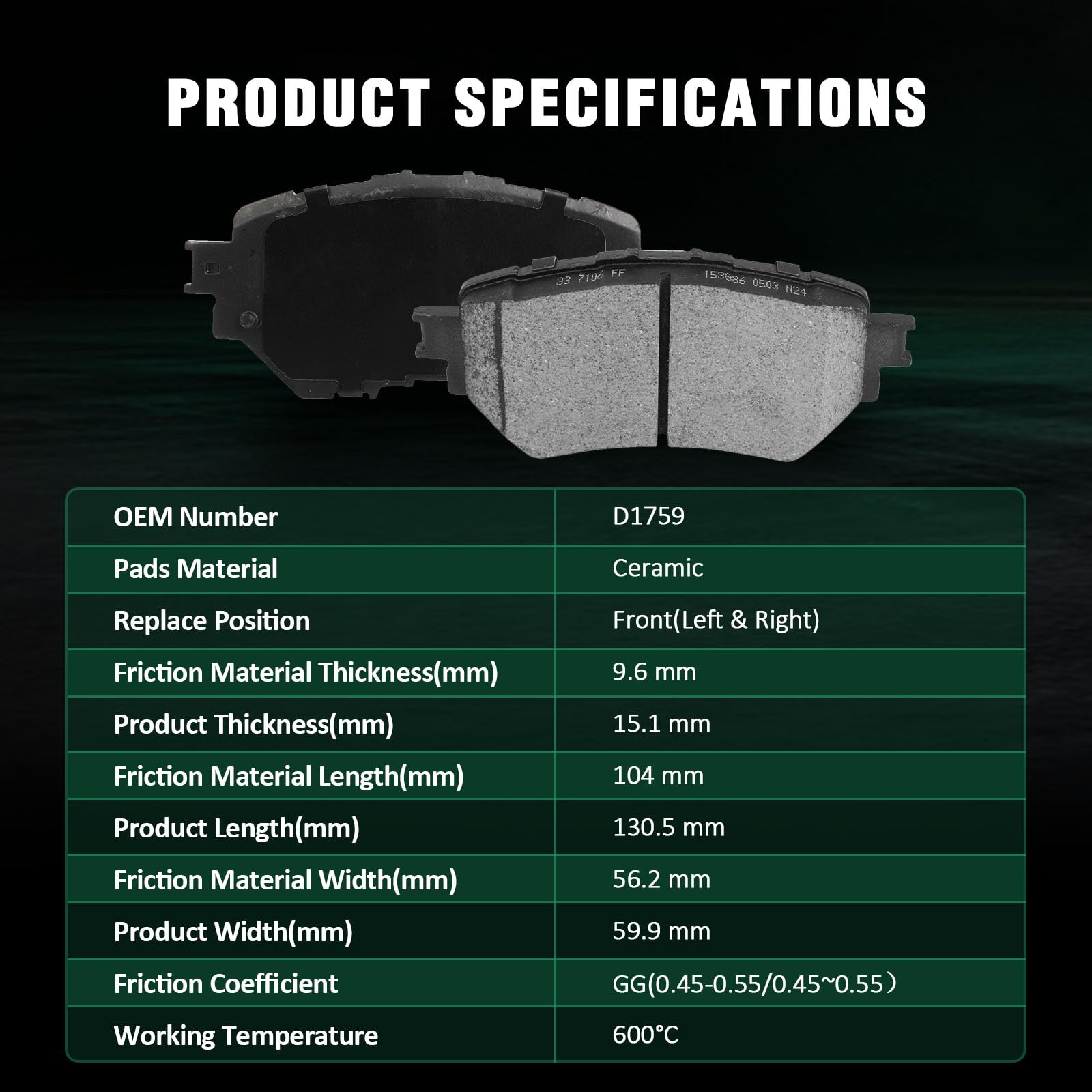 Automuto 8Pcs Front & Rear Ceramic Disc Brake Pads Set D1759 D1679 For Mazda 3 2014-2016,For Mazda 3 Sport 2014