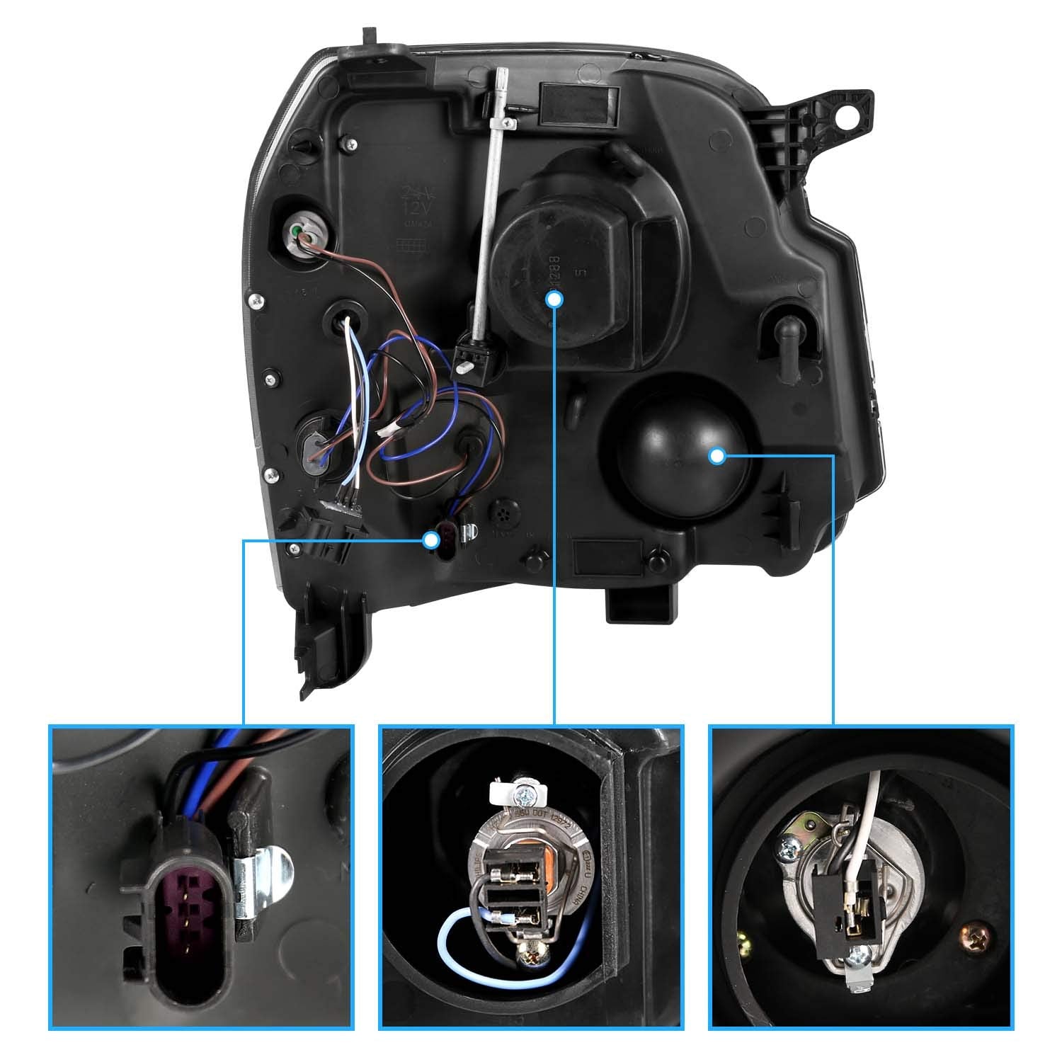 Amerilite For 2007-2014 Gmc Yukon/Yukon Xl Denali/Yukon Hybrid Chrome Led Tube Square Projector Headlights Set - Passenger And D