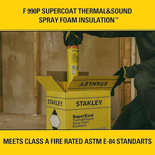 STANLEY F 990P Closed Cell Spray Foam Insulation Kit, 27.1 oz, 6 Pack, Polyurethane Foam, Covers Up to 120 Sq.Ft., Includes Gun &