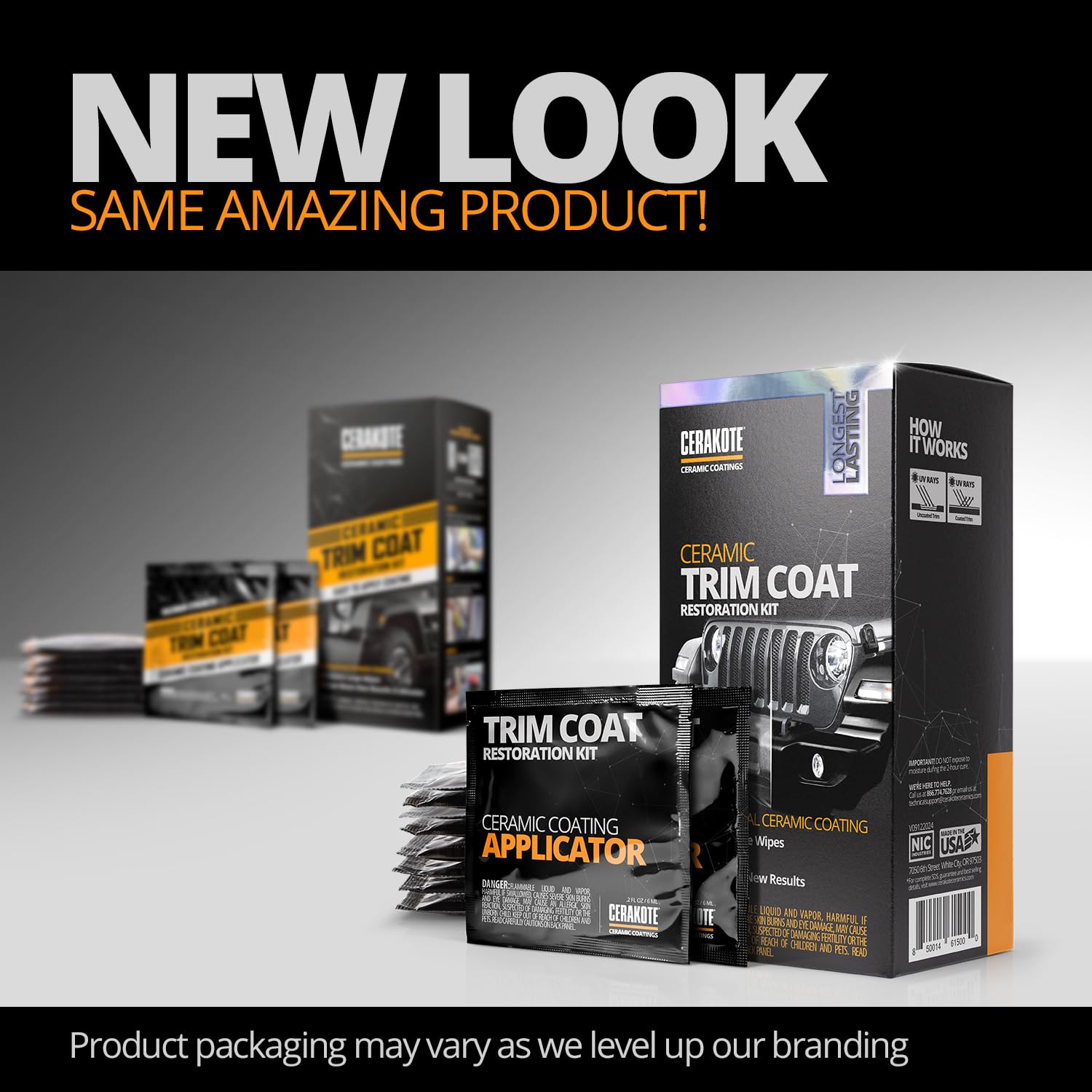 CERAKOTE® Ceramic Trim Coat Kit - Long-Lasting Black Trim Restorer for Over 200 Washes - Quick Plastic Coating Solution