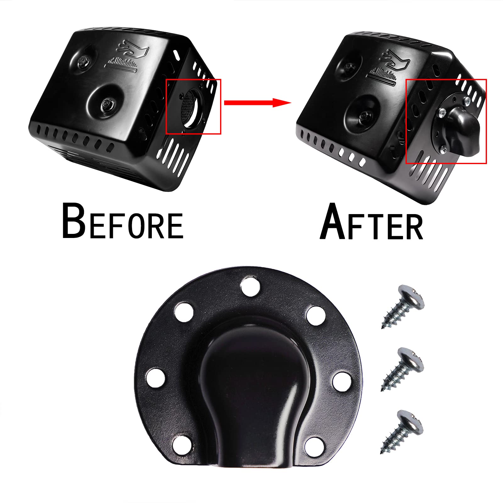 Jmchstore Upgraded Stock Muffler Exhaust Deflector For Predator 196Cc 212Cc, Honda Gx160 Gx200 5.5Hp 6.5Hp Engine Motor, Coleman Mini Bike Ct200U Bt200X, Baja Mb200, Black Muffler Diverter