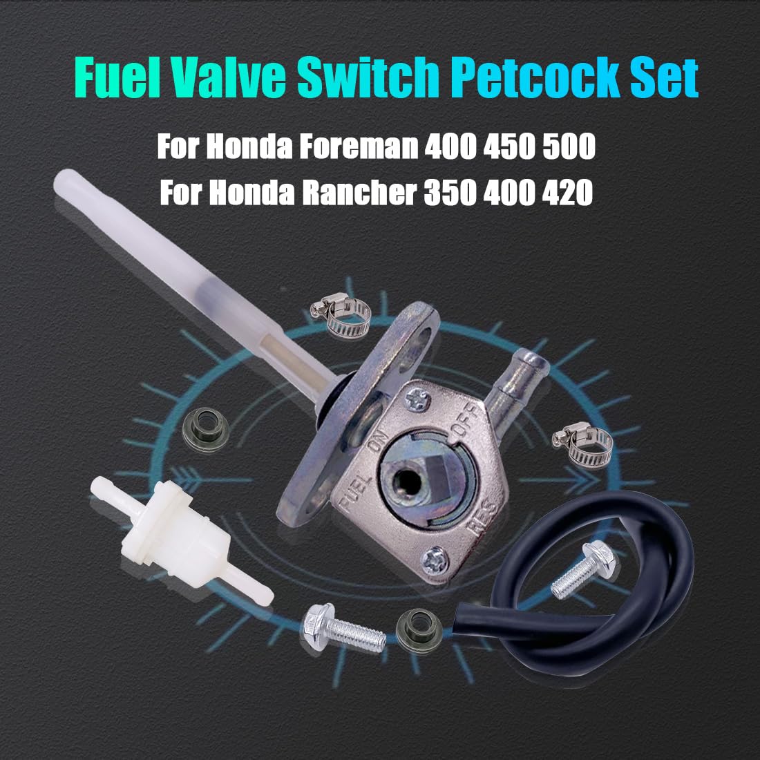 Fuel Valve Switch Petcock Fits For Honda Atv Rancher 350 400 420 450 500 650, For Honda Atv Four Wheeler Fuel / Gas Tank Petcock Valve-On / Off / Reserve Foreman Trx450 Trx500 Trx650 1998-2014