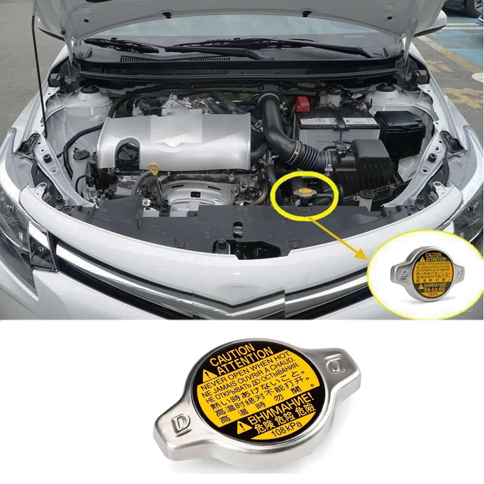 Radiator Cap, Replace 16401-31520 Compatible with Toyota Lexus - Avalon Camry Echo Highlander Prius C Sequoia Sienna Solara Tund