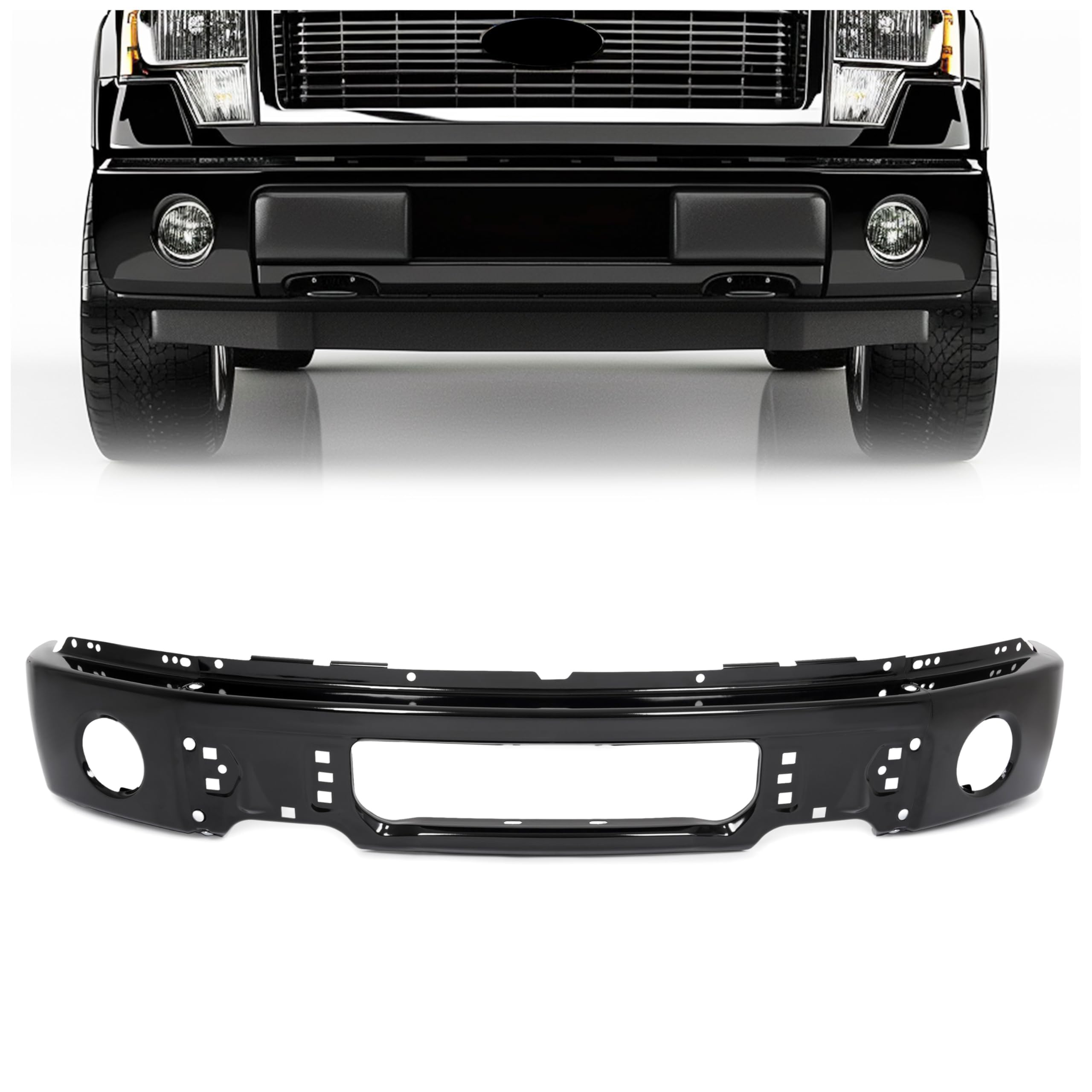 HECASA 3Pcs Front Bumper Face Bar Compatible with 2009-2014 Ford F150 Replacement for 9L3Z17757DPTM FO1002413 Electrophoresis Bl