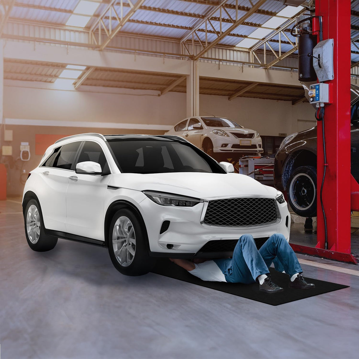 Itsoft Garage Floor Mat For Under Car 3X2.5 Feet, Oil Spill Mat & Mechanic Pad, Oil Drip Pan, Absorbent, Washable, Non Slip & Wa