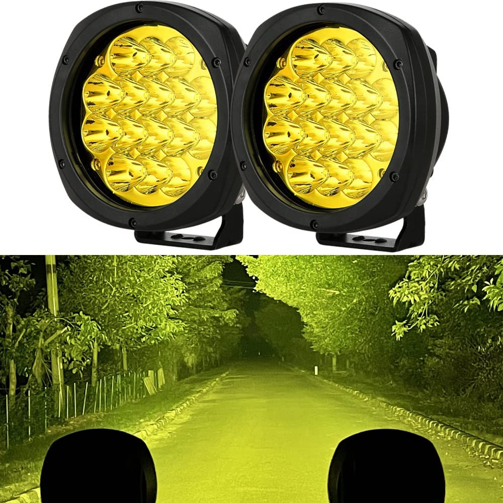 Biglion.X 5 Inch Pair 160W Amber Round Led Offroad Lights 18800Lm Amber Yellow Offroad Lights Super Bright Amber Driving Lights