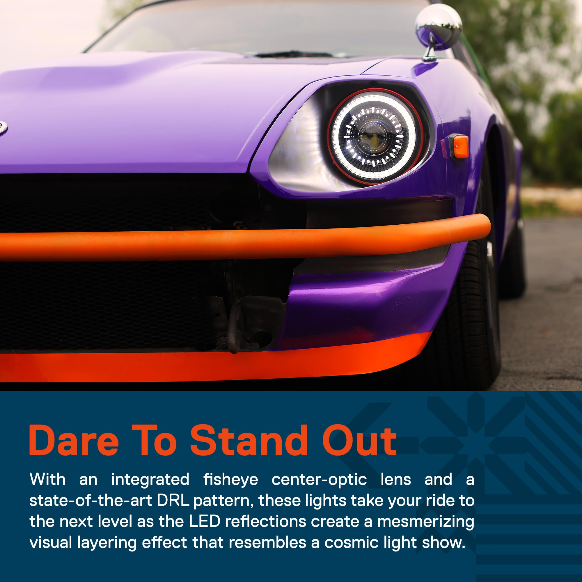 True Mods 7 Inch Led Headlights Round H6024 [Dot-Approved] [High Low Sealed Beam] [Halo Drl & Turn Signal] Replacement For Jeep