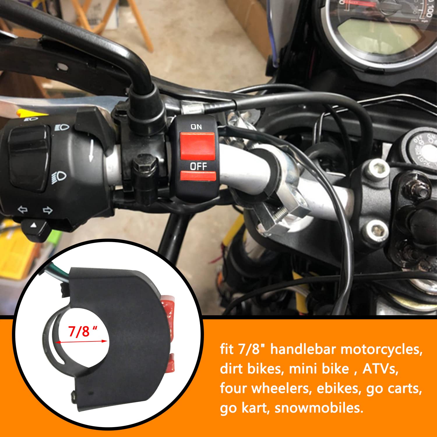 HOLATO 22mm 7/8 Throttle Handle Grips Cable Clamp On Off Switch for Coleman CT100U CT200U Baja Doodlebug Db30 Mb165 Mb200 50cc 9