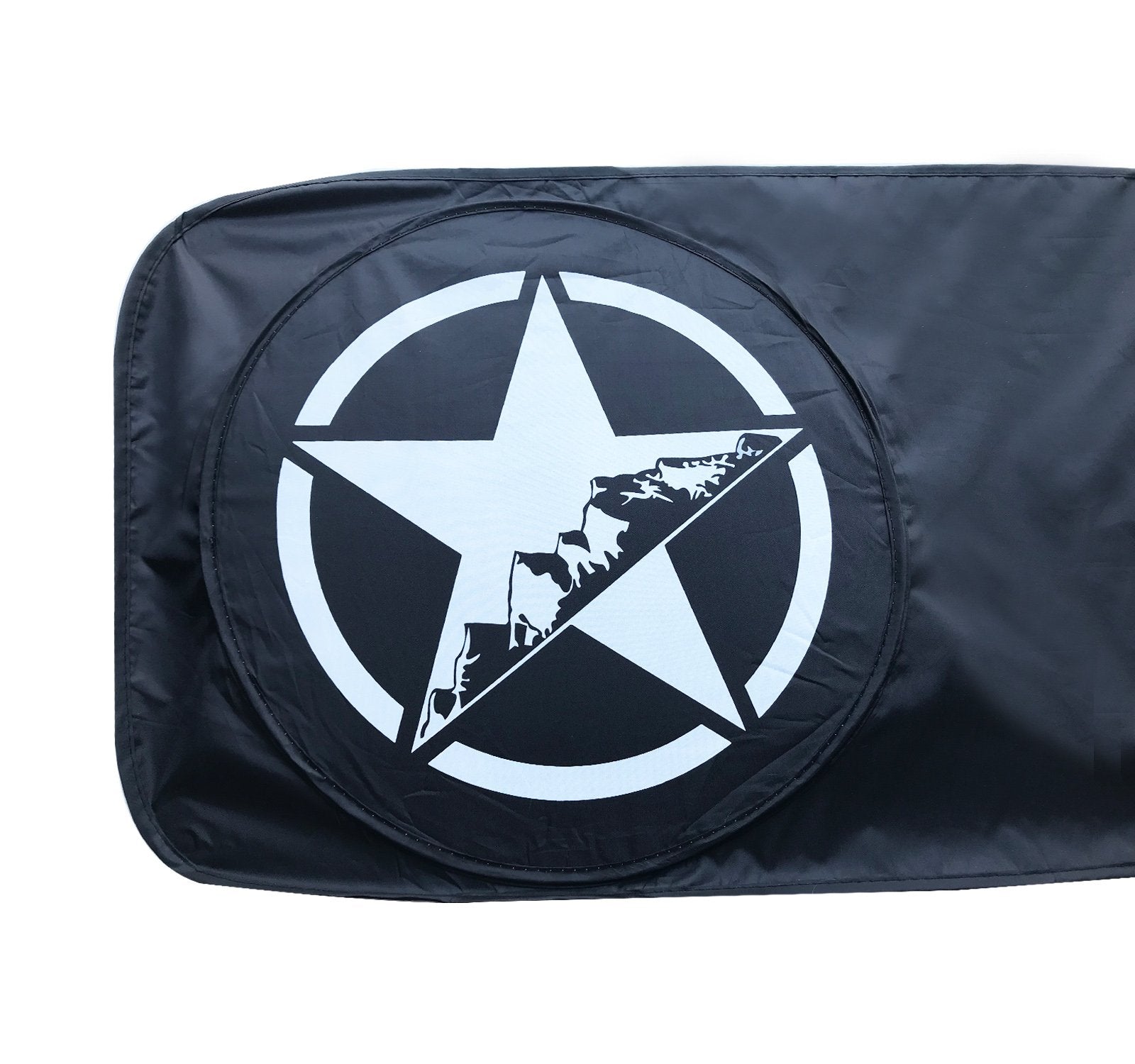 RoRex Wrangler Windshield Sunshade, Custom Fit Heat Shield, Polyester, Silver/Black, Model JWS-822, Fits 1985-2022 Jeep Wrangler