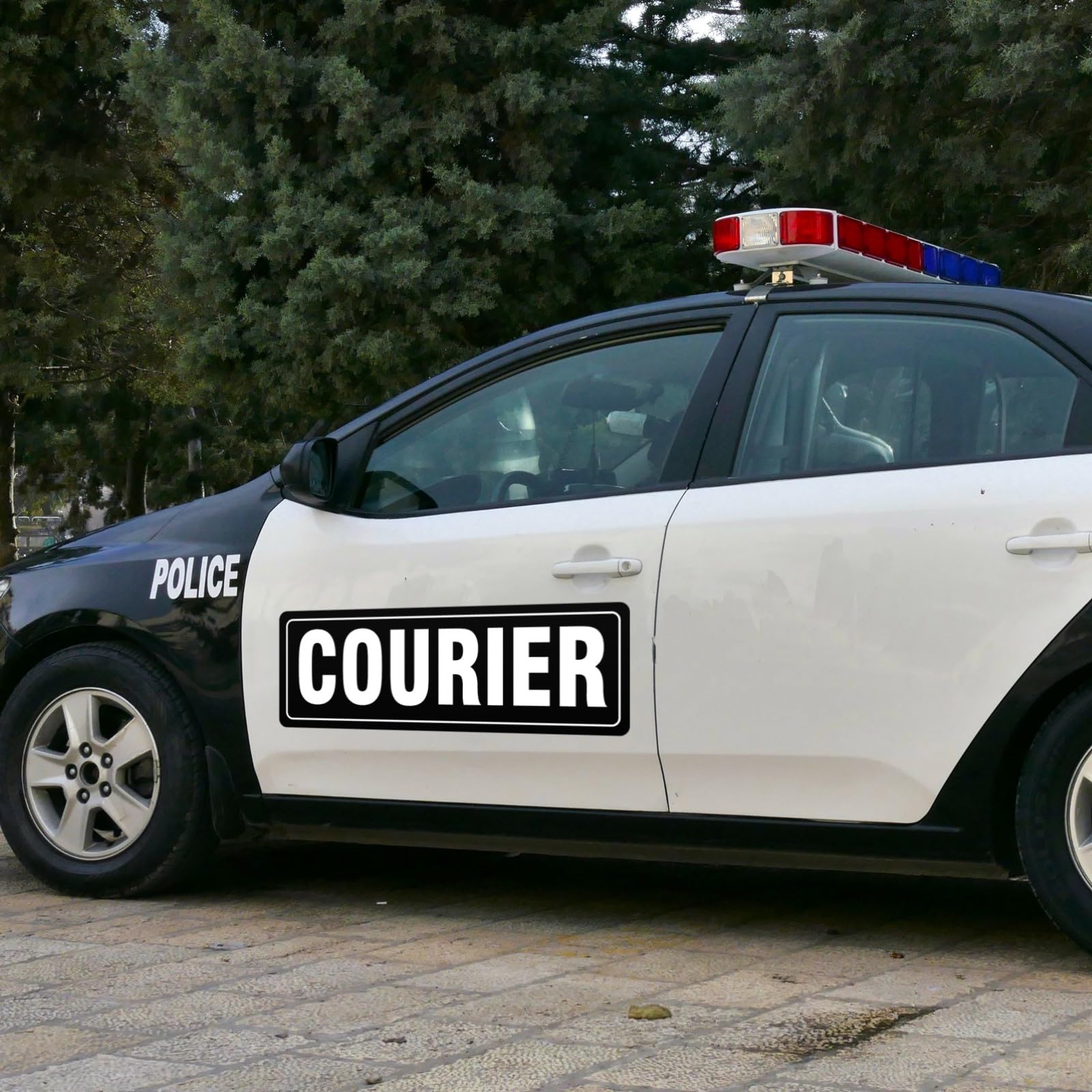Courier Sign Magnet, Black Courier Car Magnetic Sign for Off Duty Officers 14.2''  5.3'' (2 Pack)