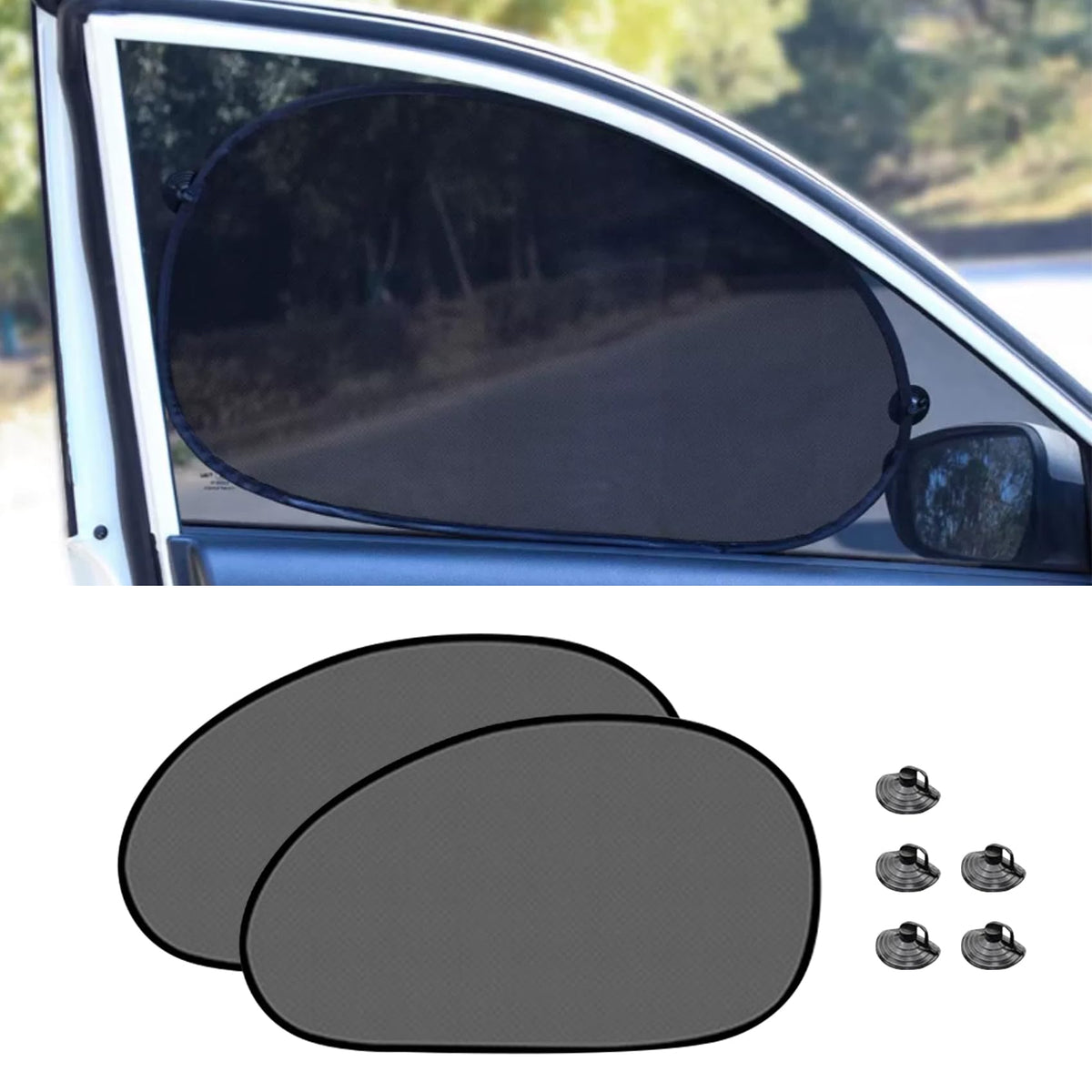 2PCS Car Window Shade, 25''  15'' Side Window Sun Shade Blocker with Suction Cups, Mesh Vehicle Window Screen Provide Glare and 
