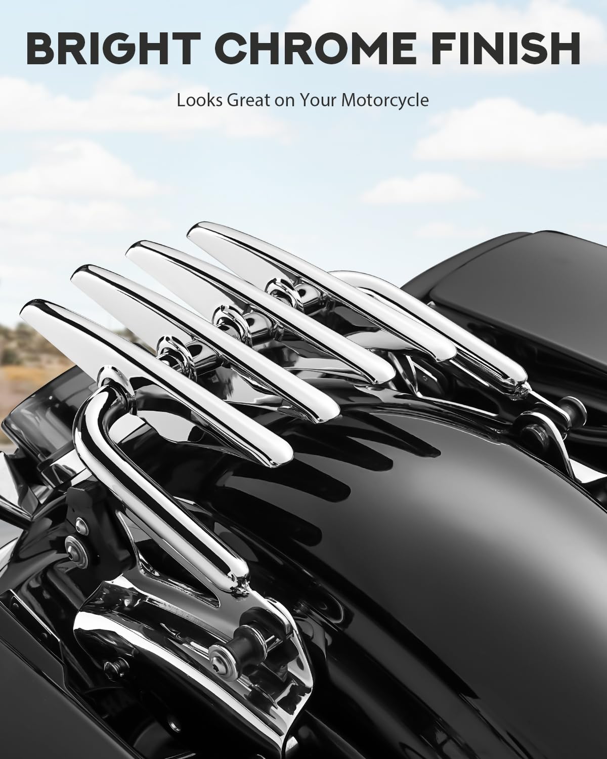 Pbymt Chrome Detachable Stealth Mounting Luggage Rack Compatible For Harley Touring Street Glide Road King Electra Glide 2009-20