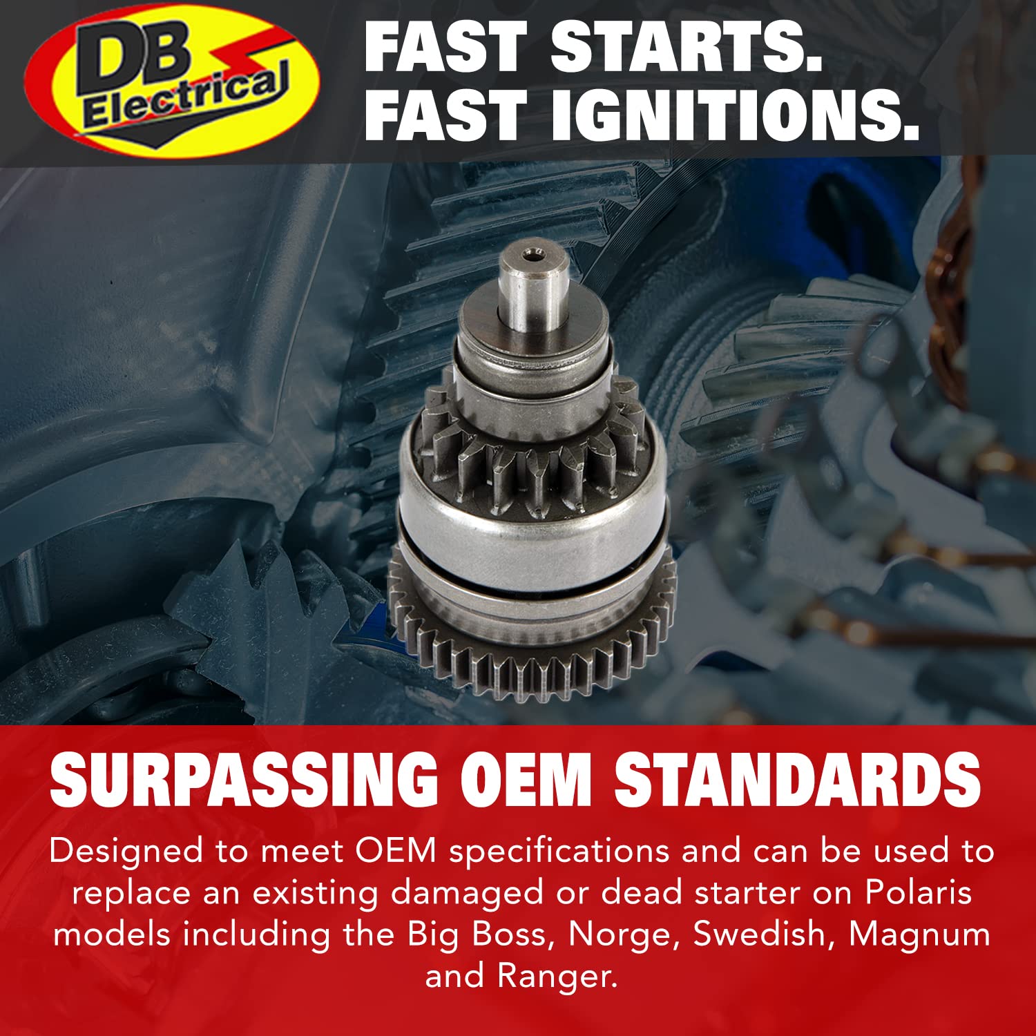 Db Electrical 220-54005 Starter Drive Bendix Compatible With Polaris Atv 2&4 Stroke Engine 200 250 300 335 400 500, Sportsman Sc