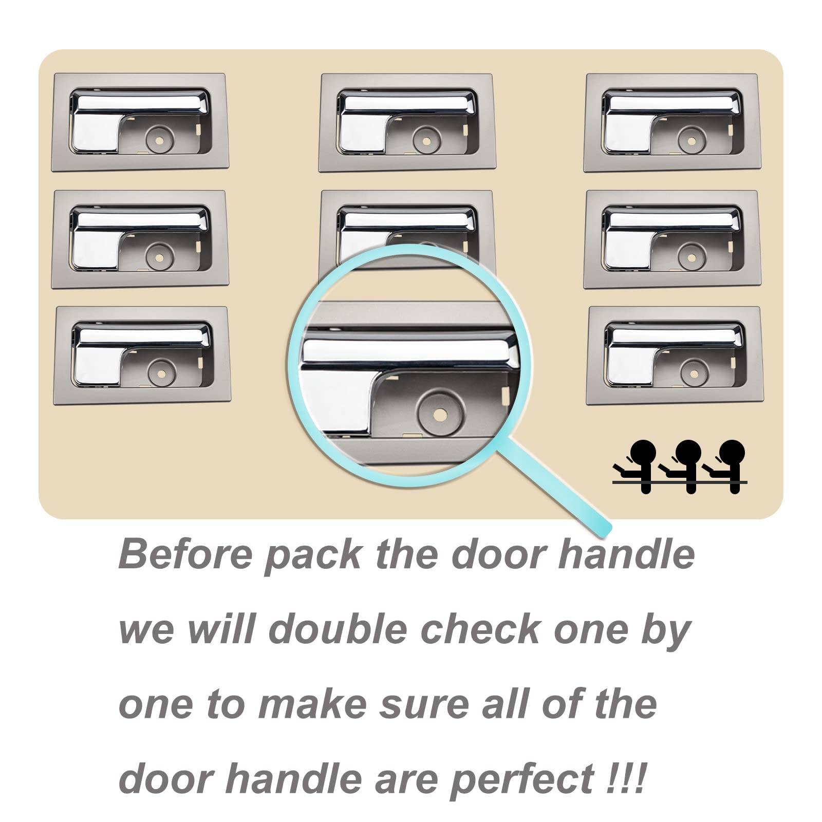 RLB-HILON Interior Door Handle Compatible with Ford F150 2009 to 2014 Year Front or Rear Right Passenger Side Door, Chrome Lever