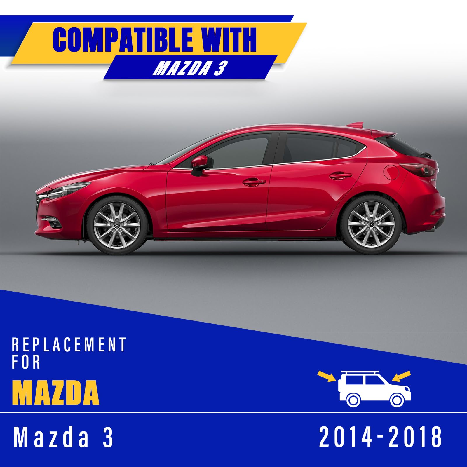 3 Wipers Replacement For Mazda 3 2014-2018, Windshield Wiper Blades Original Equipment Replacement - 24''/18''/12'' (Set Of 3) U